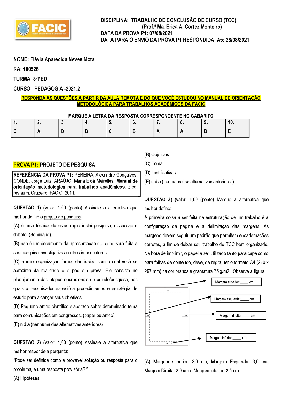 Prova Projeto DE Pesquisa.07 - DISCIPLINA: TRABALHO DE CONCLUS√O DE ...