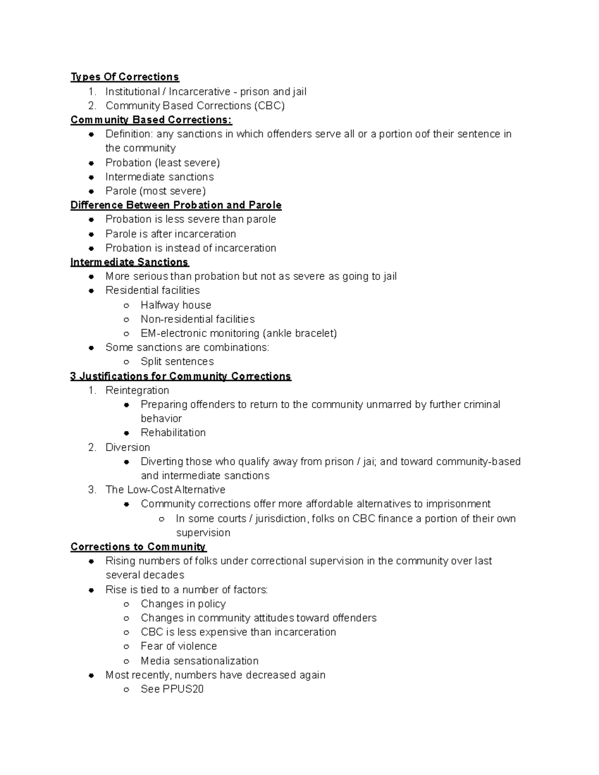 Chapter 10 Community Based Corrections Types Of Corrections 1