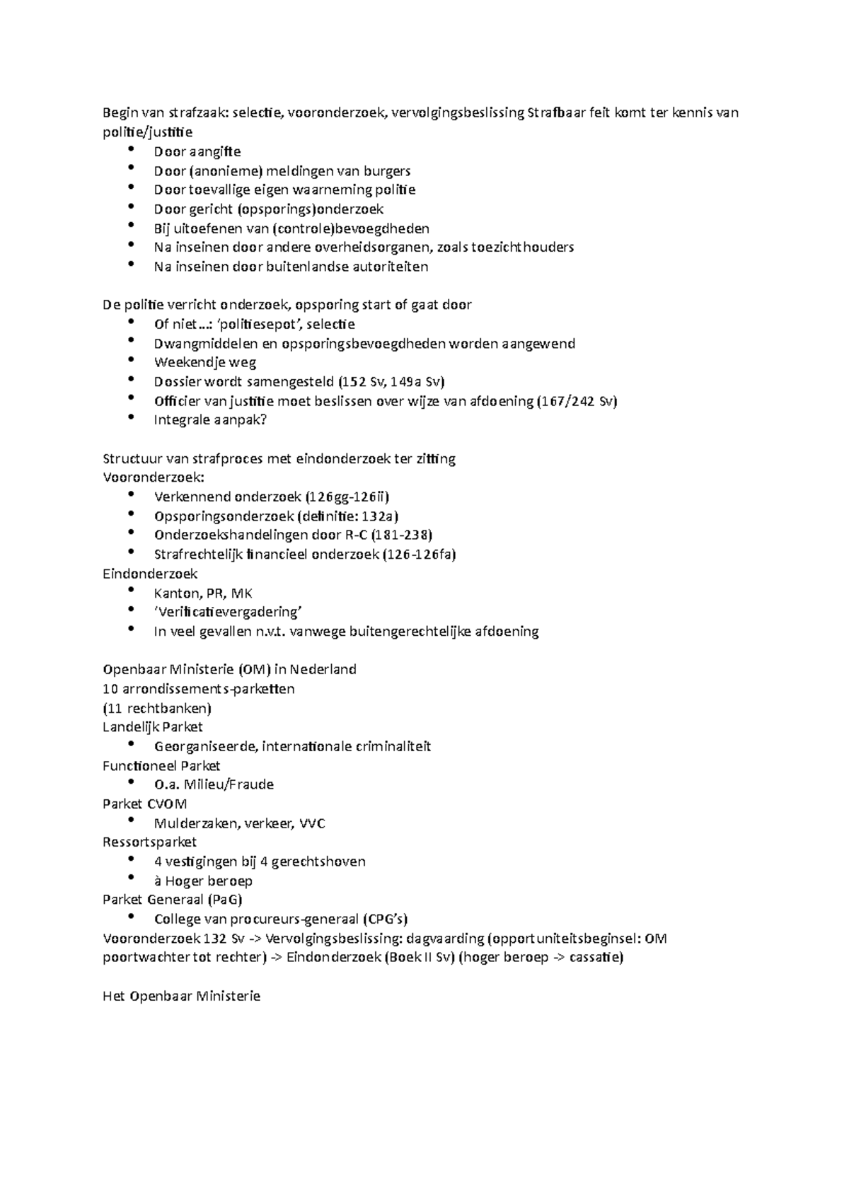 Verdieping Strafprocesrecht HC4 - Begin Van Strafzaak: Selectie ...