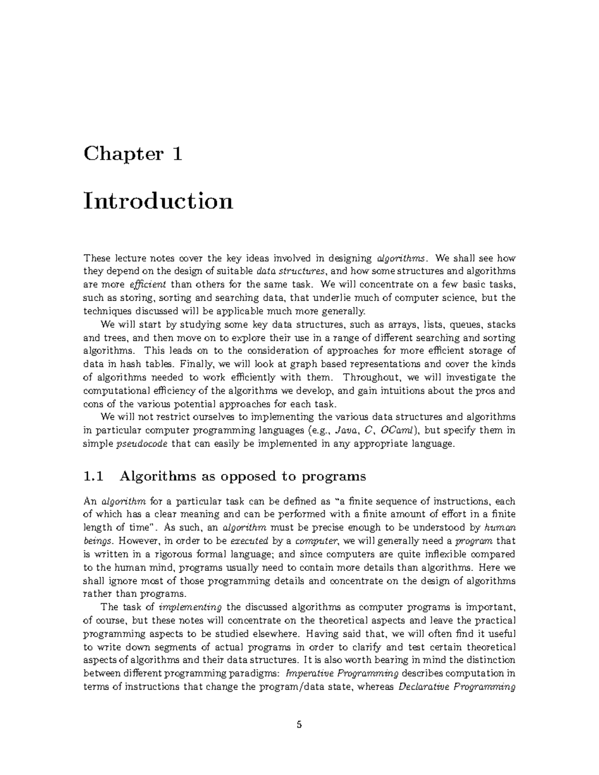 Data Structures - Chapter 1 Introduction These Lecture Notes Cover The 