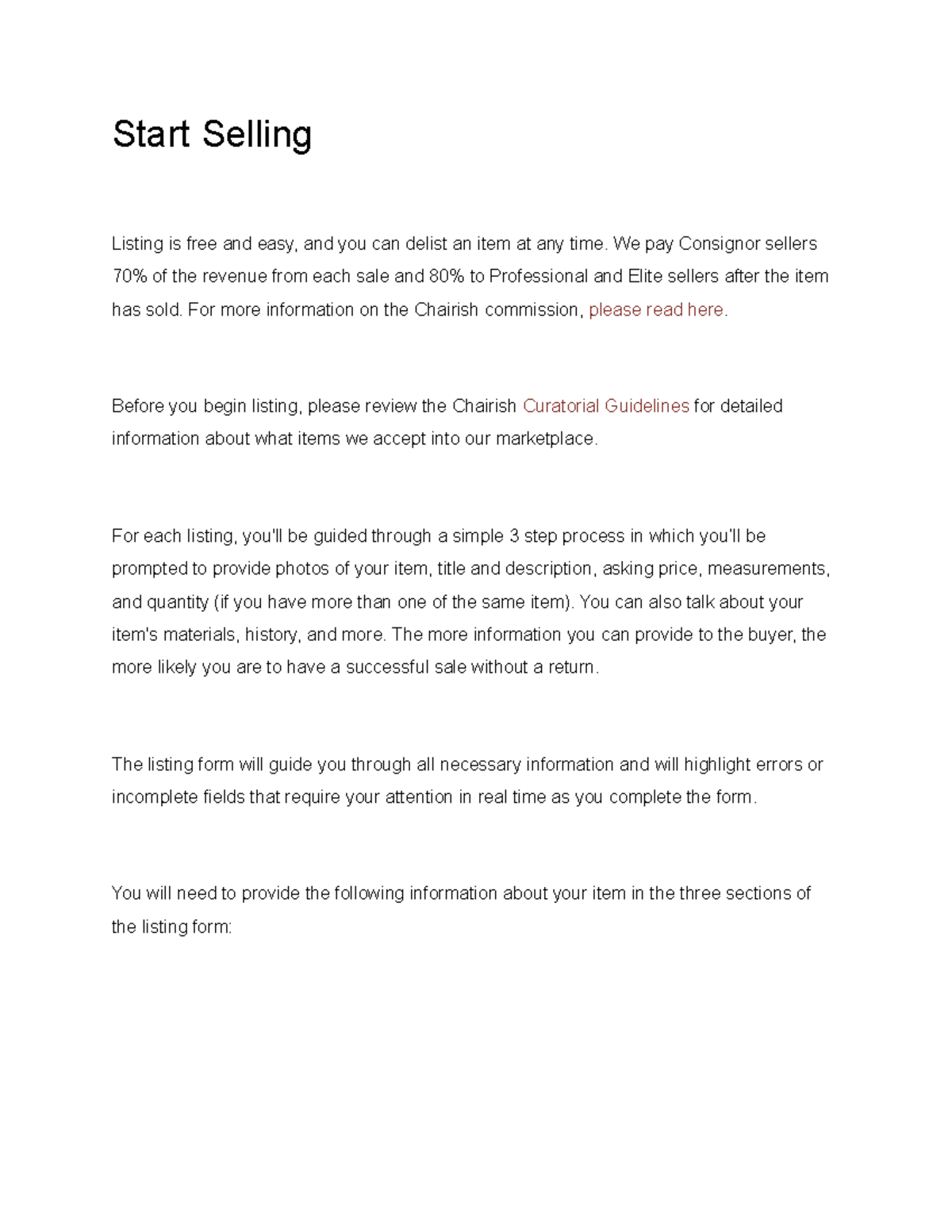 Chairish Selling Process Start Selling Listing is free and easy, and