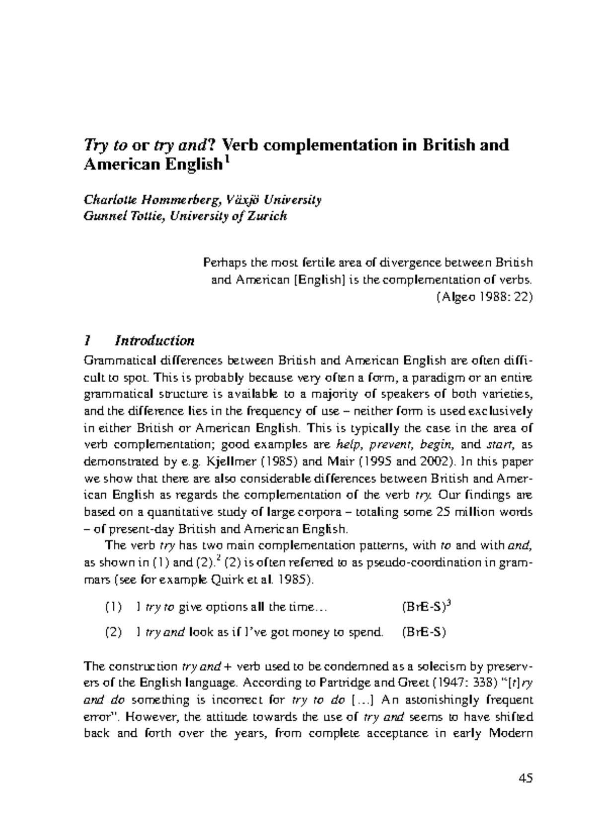 Try To Or Try And Verb Complementation In British And American English Try To Or Try And Try To Or Try And Verb Complementation In British And American English Try To Or Try And