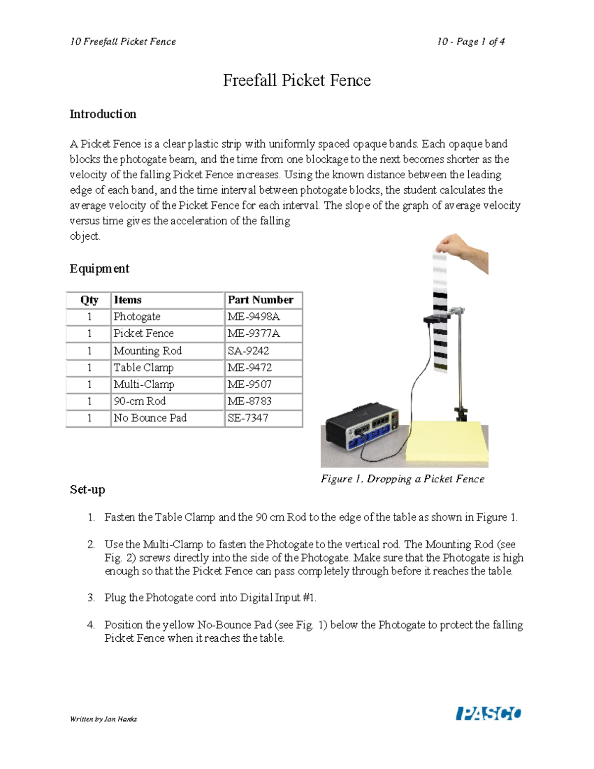lab rebort Freefall Picket Fence Freefall Picket Fence Introduction A