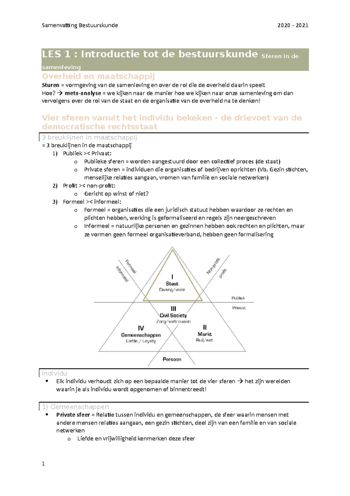 Samenvatting Bestuurskunde - LES 1 : Introductie Tot De Bestuurskunde ...