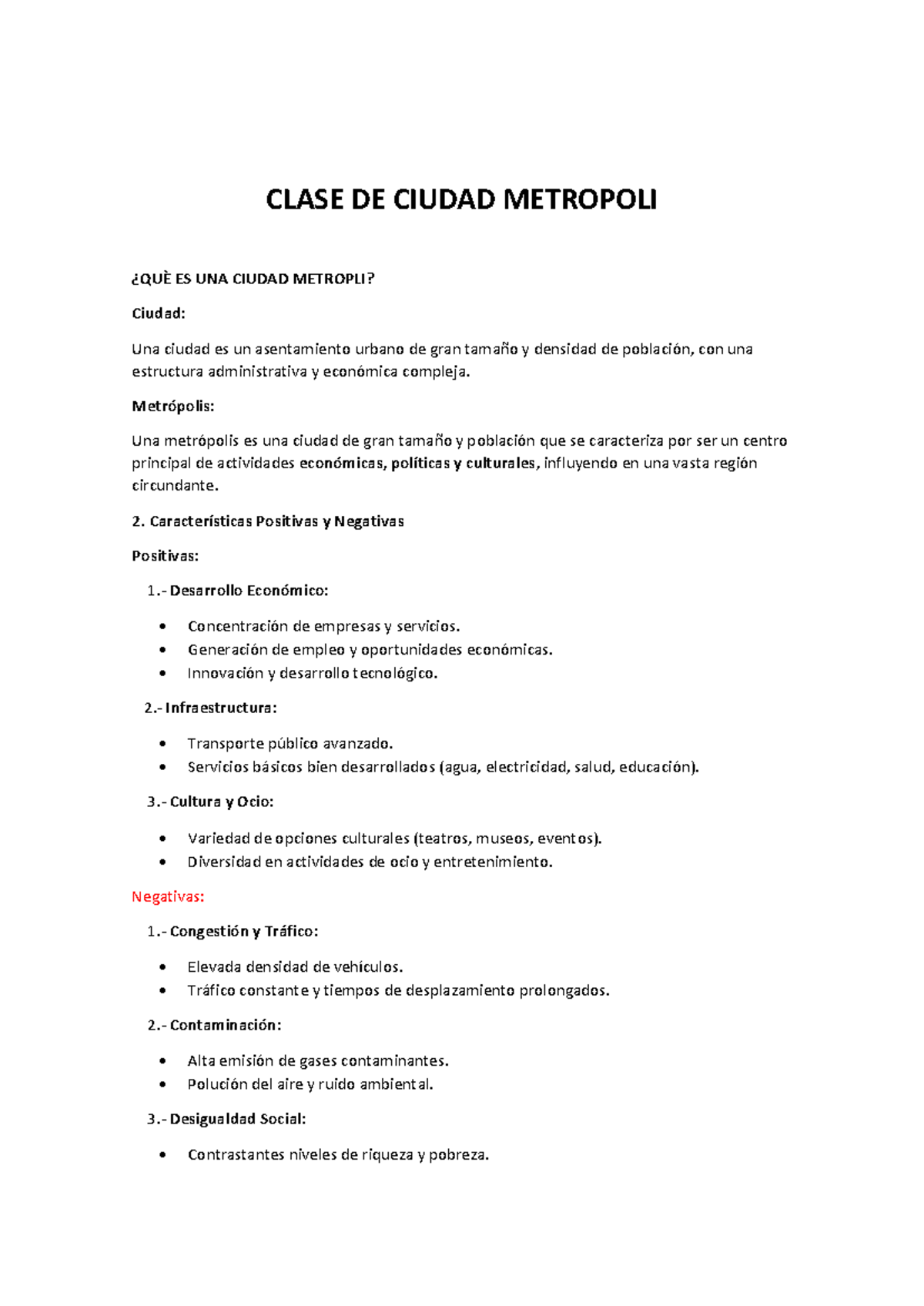 Ciudades Metropolis - CLASE DE CIUDAD METROPOLI ¿QUÈ ES UNA CIUDAD ...