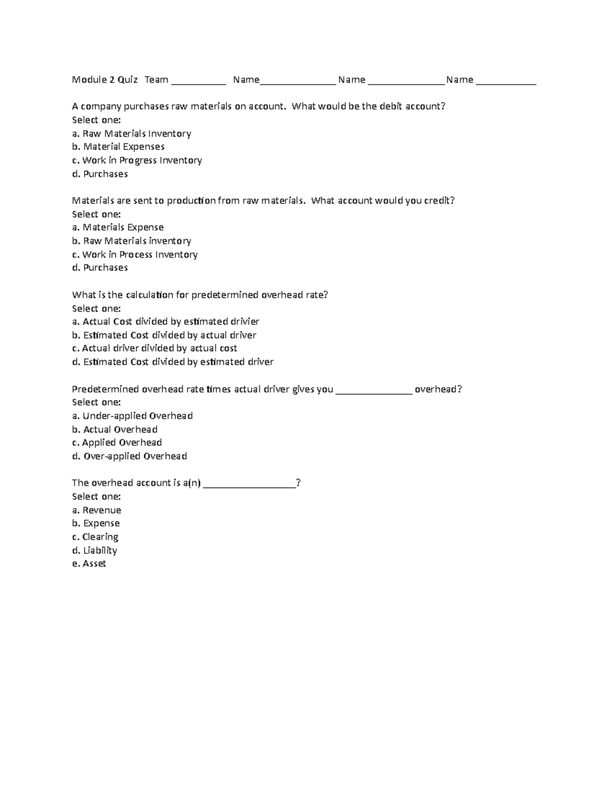 Group Quiz Module 2 ACCT 3341 ISU Studocu