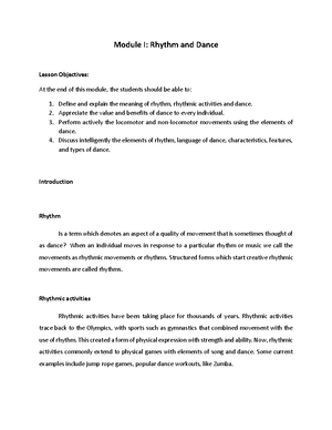 Module-1 - Pe2 - MODULE 1 Intended Learning Outcomes (ILO) At The End ...