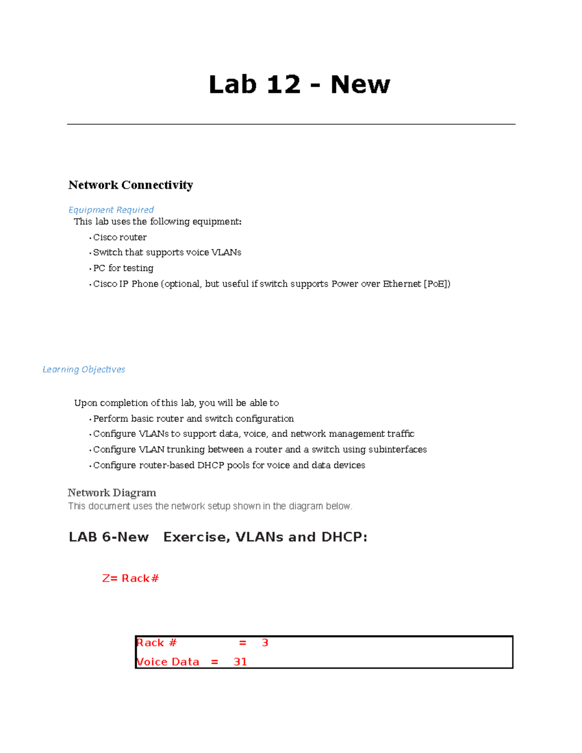 LAB 12 Trunking Router to switch with voice vlan and data vlan Bello