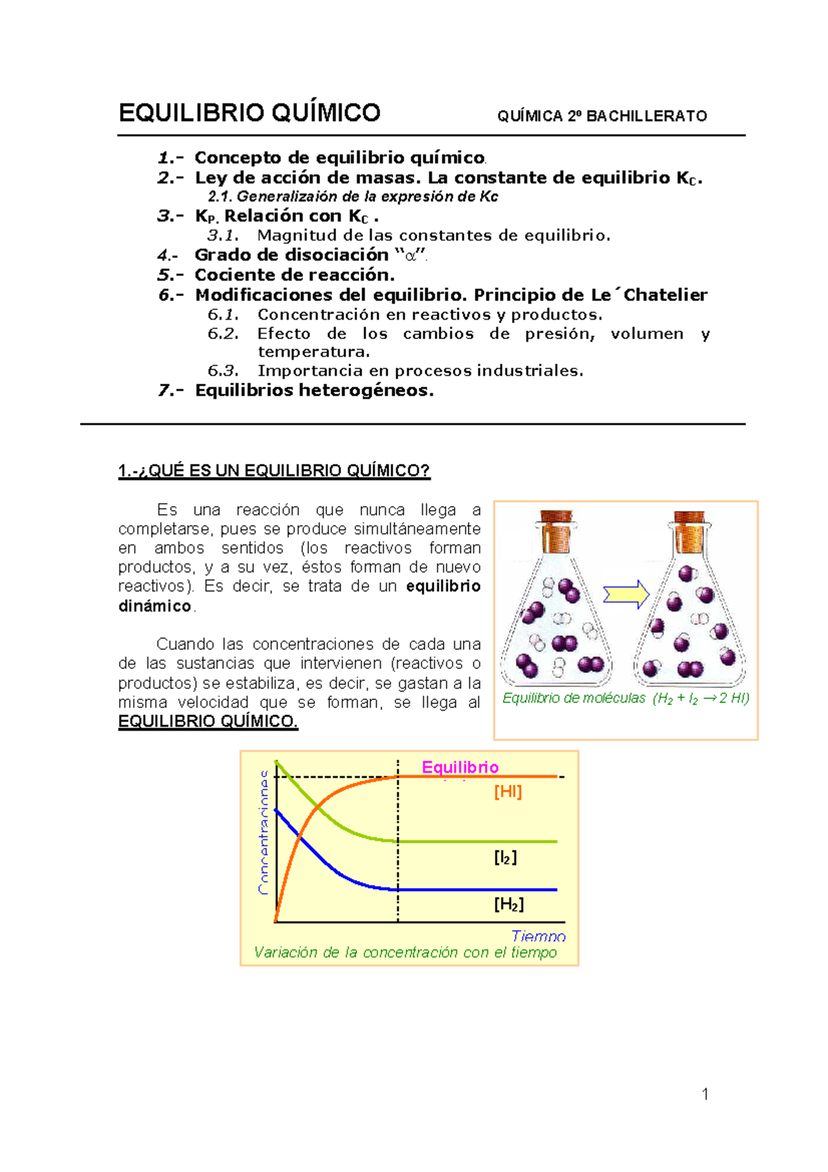 Apuntes Equilibrio Equilibrio QuÍmico QuÍmica 2º Bachillerato 1