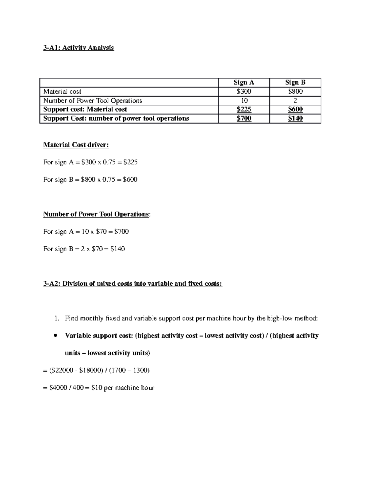Chapter 3.1 Assignment Measurement of Cost Behavior - 3-A1: Activity ...