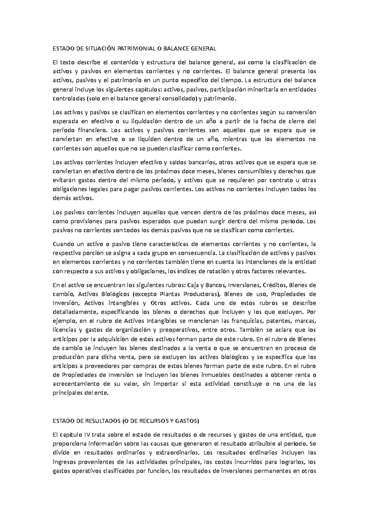 Resumen Res tec 8-9 Conta l - ESTADO DE SITUACIÓN PATRIMONIAL O BALANCE ...