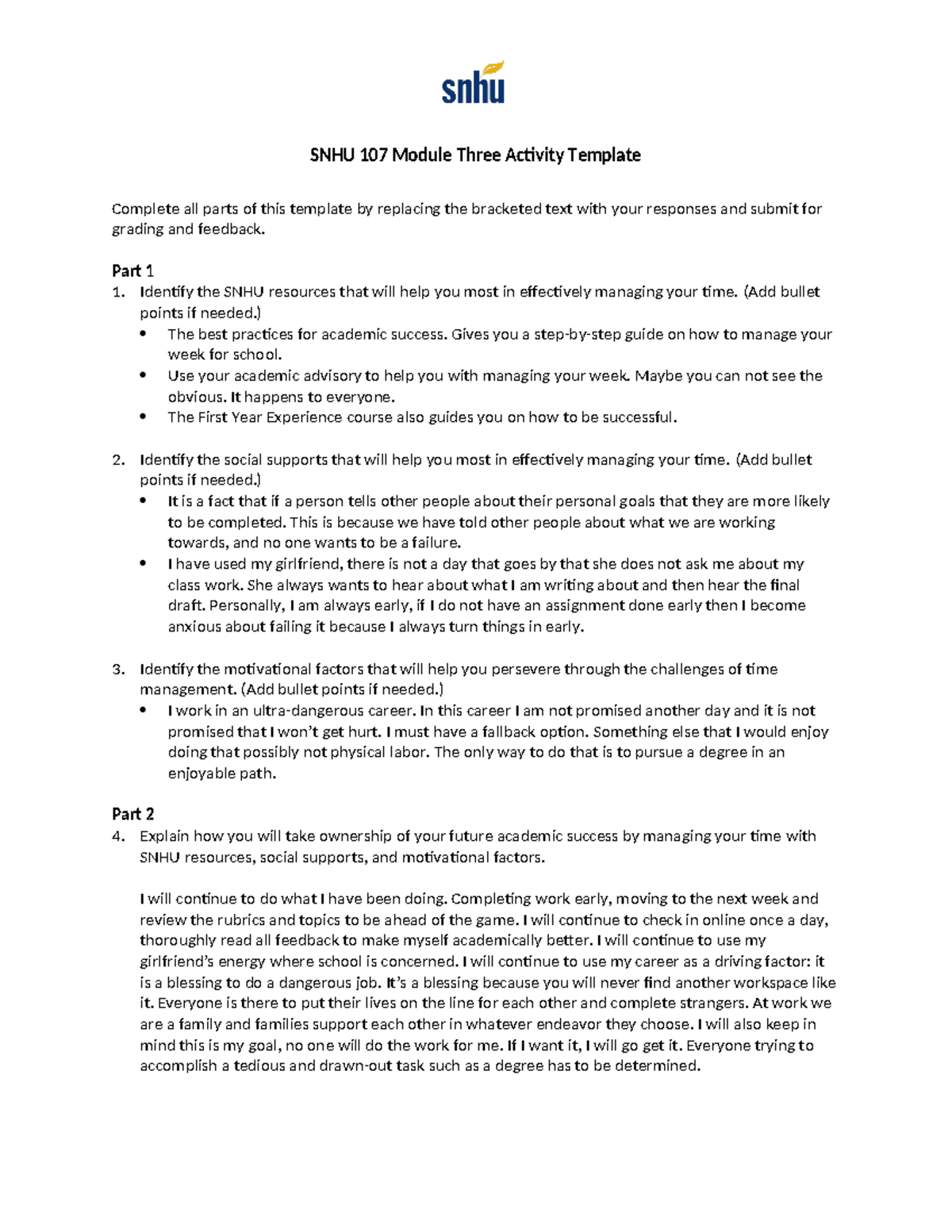 SNHU 107 Module Three Activity Template - SNHU 107 Module Three ...