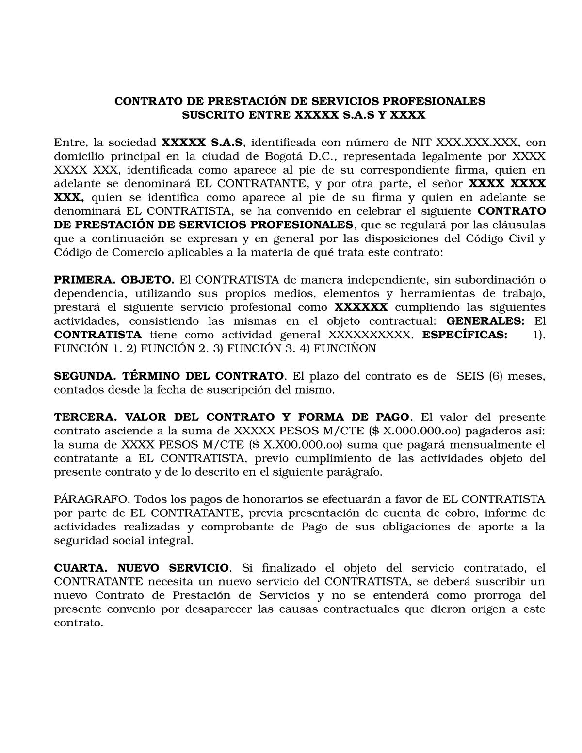 3- Modelo Contrato DE Prestacion DE Servicios - CONTRATO DE PRESTACIÓN DE  SERVICIOS PROFESIONALES - Studocu