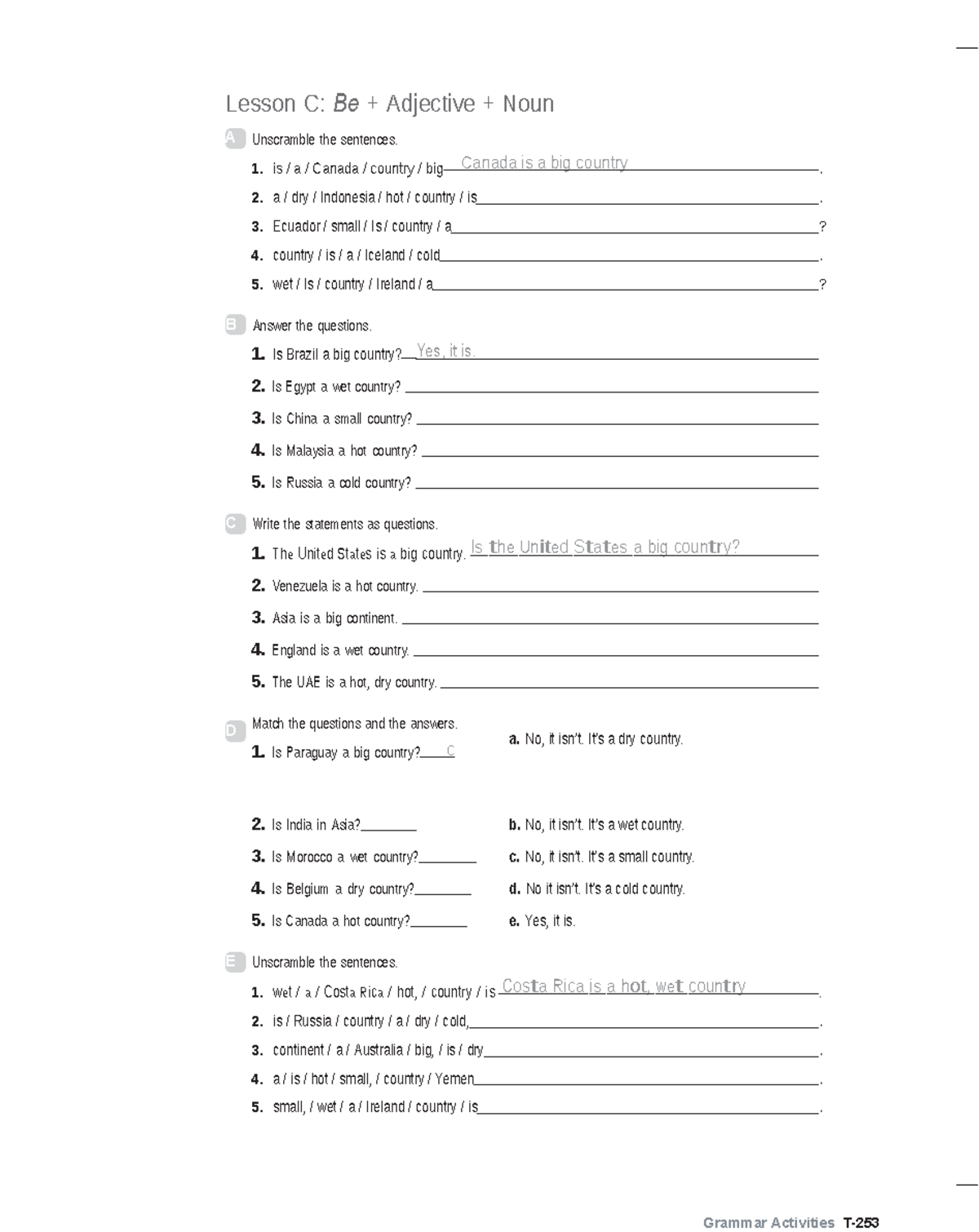 World english 3e level intro grammar activities unit 2 lesson c ...