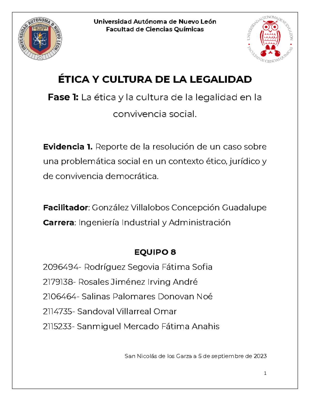 Equipo 8 EV1 ECL - Evidencia 1 - Universidad Autónoma de Nuevo León ...