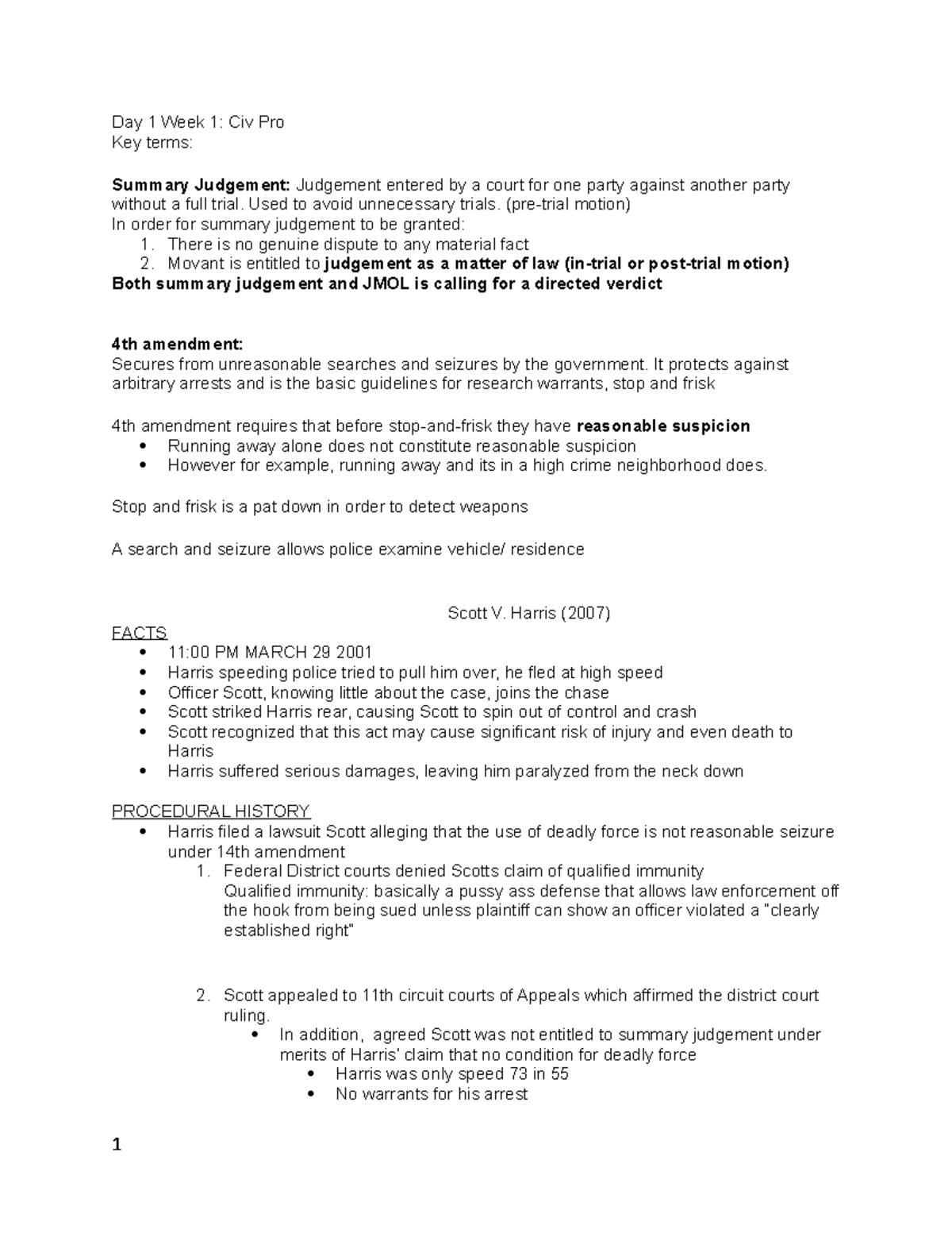 Personal jurisdiction outline for the fall semester - Day 1 Week 1: Civ ...