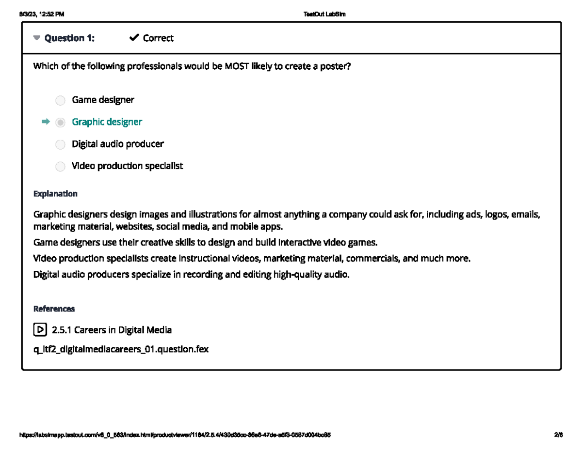 2 5 4 Testout QUIZ Quiz IT200 Studocu