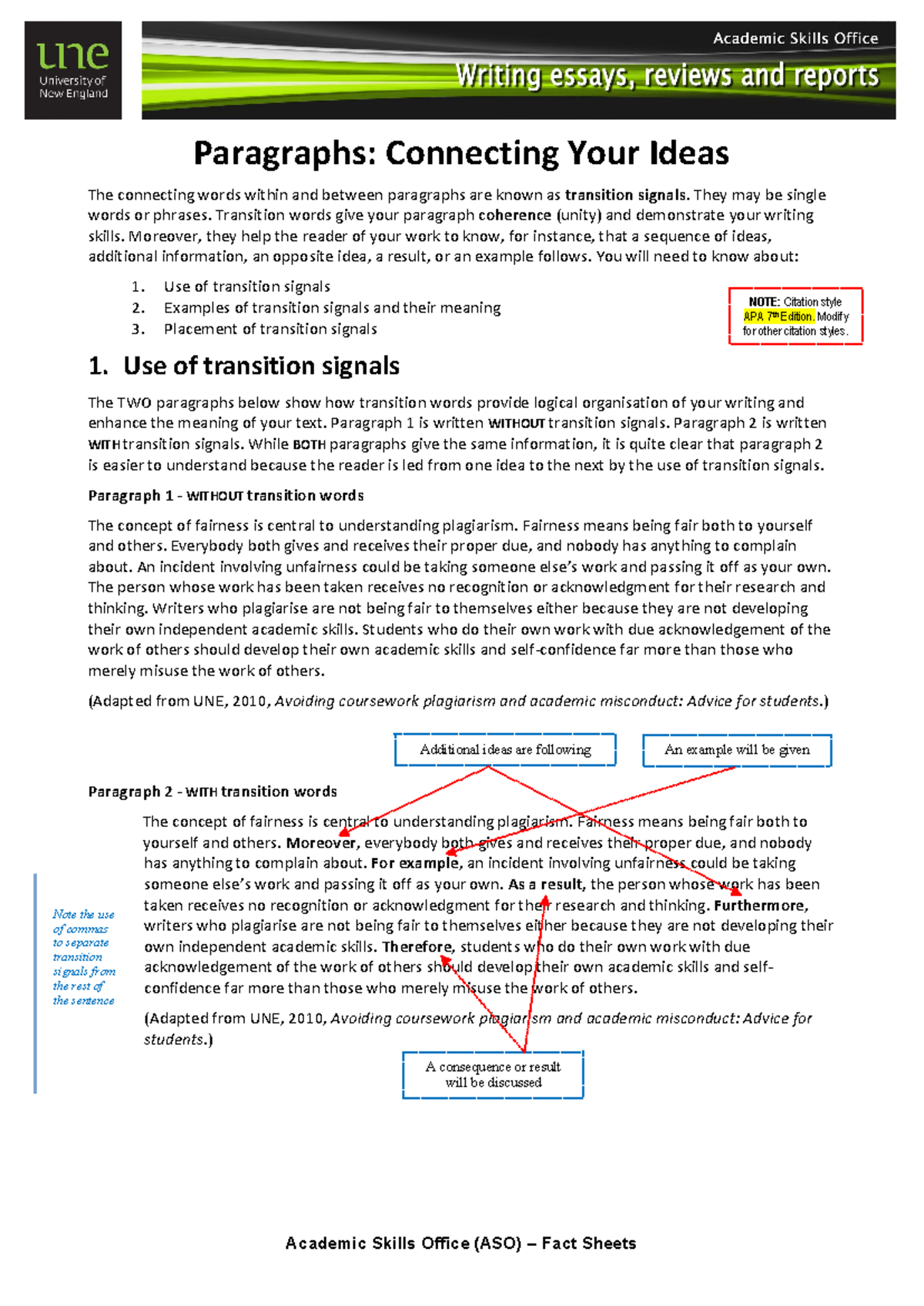 WE Paragraphs Connecting-your-ideas - Academic Skills Office (ASO ...