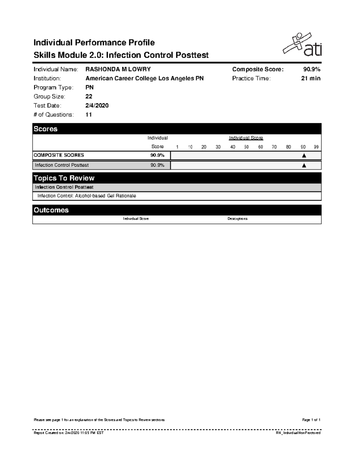 ATI-Infection Control - Individual Performance Profile Individual Name ...