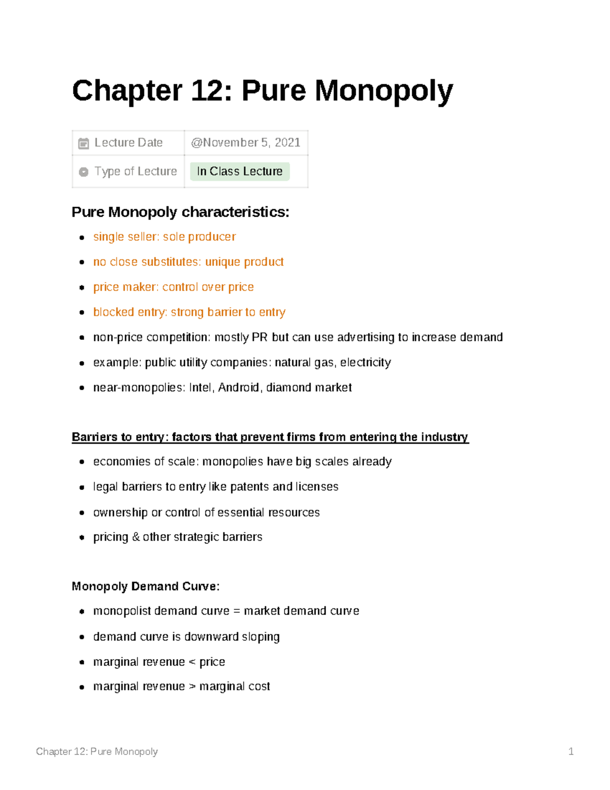 Chapter 12 Pure Monopoly - SS 242 - FIT - Studocu