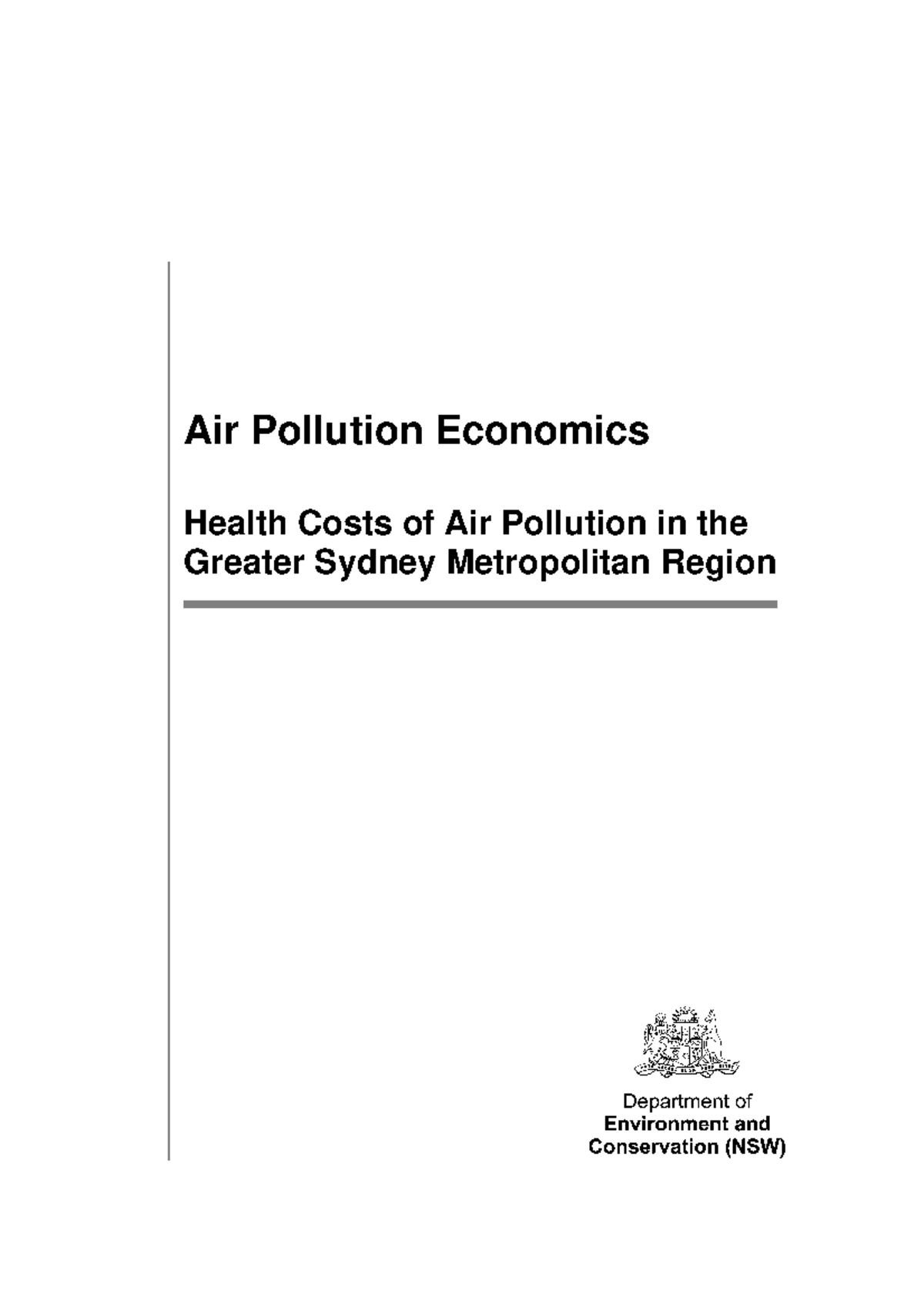 Air pollution economics health costs greater sydney metropolitan region
