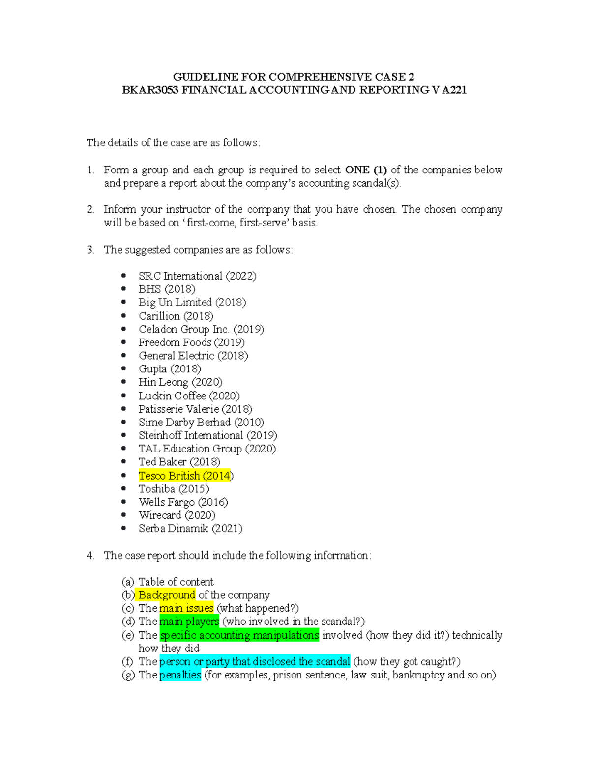 BKAR3053 Comprehensive Case 2 Guideline A221 - GUIDELINE FOR ...