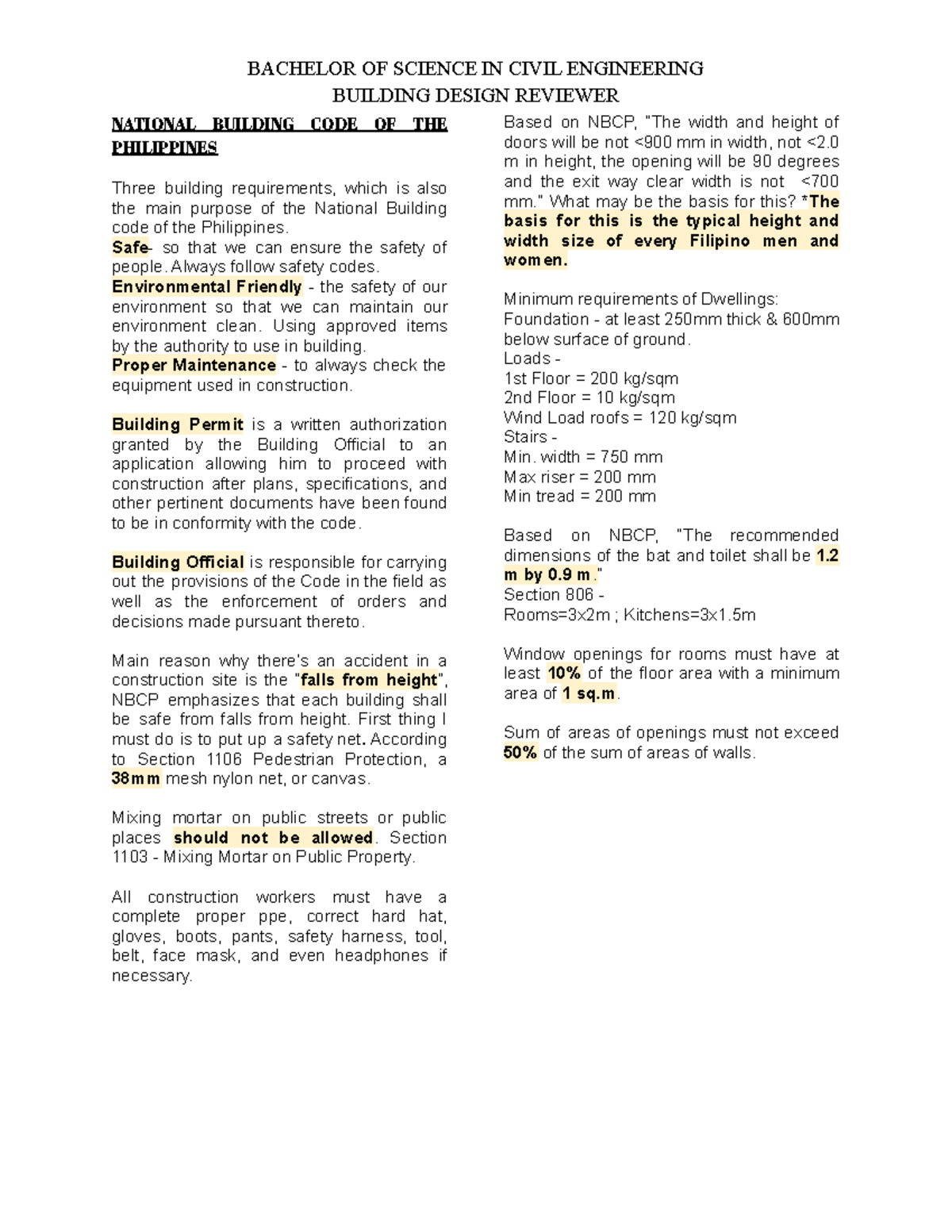 Building Design Reviewer - BACHELOR OF SCIENCE IN CIVIL ENGINEERING ...