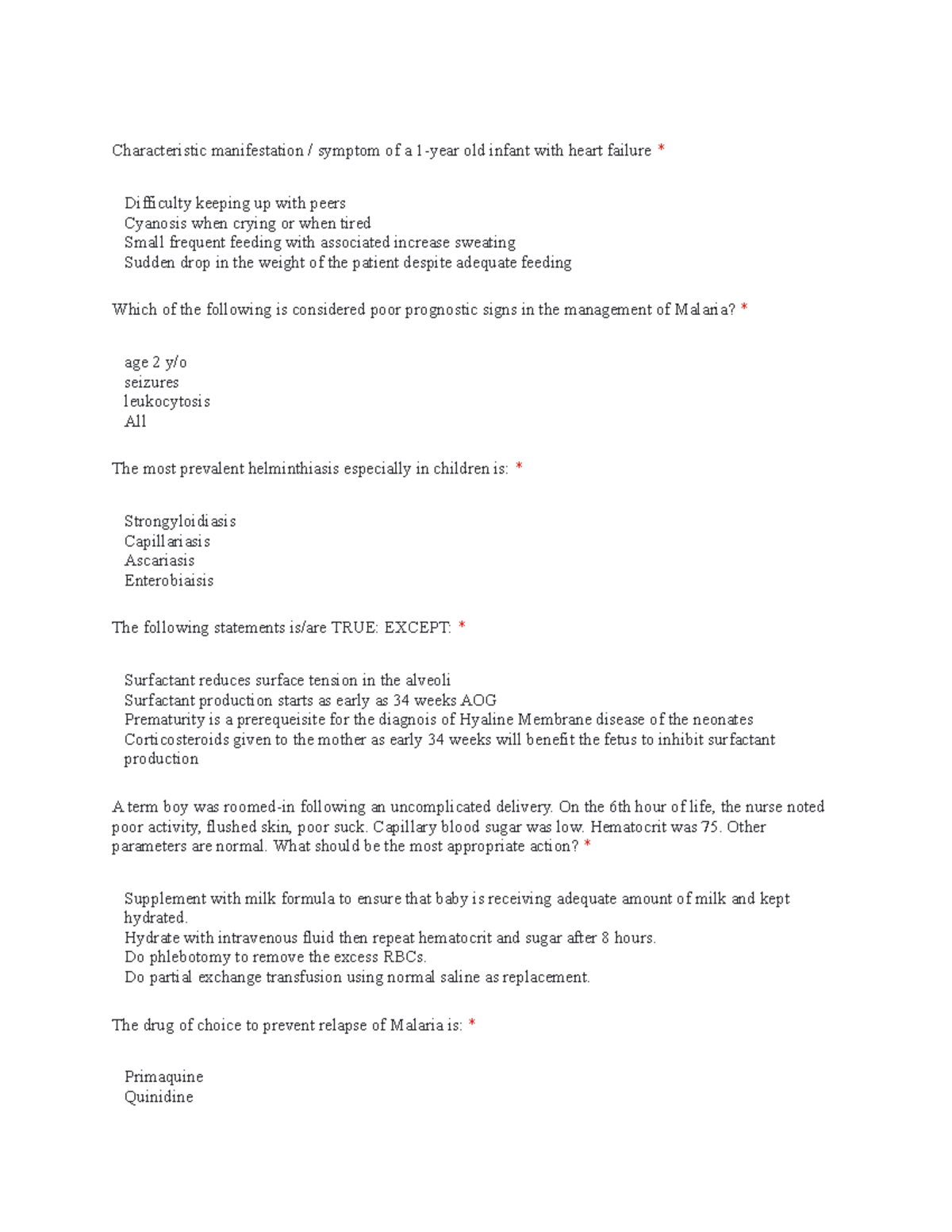 Pedia Physical Diagnosis Final EXAM part 4 - Characteristic ...