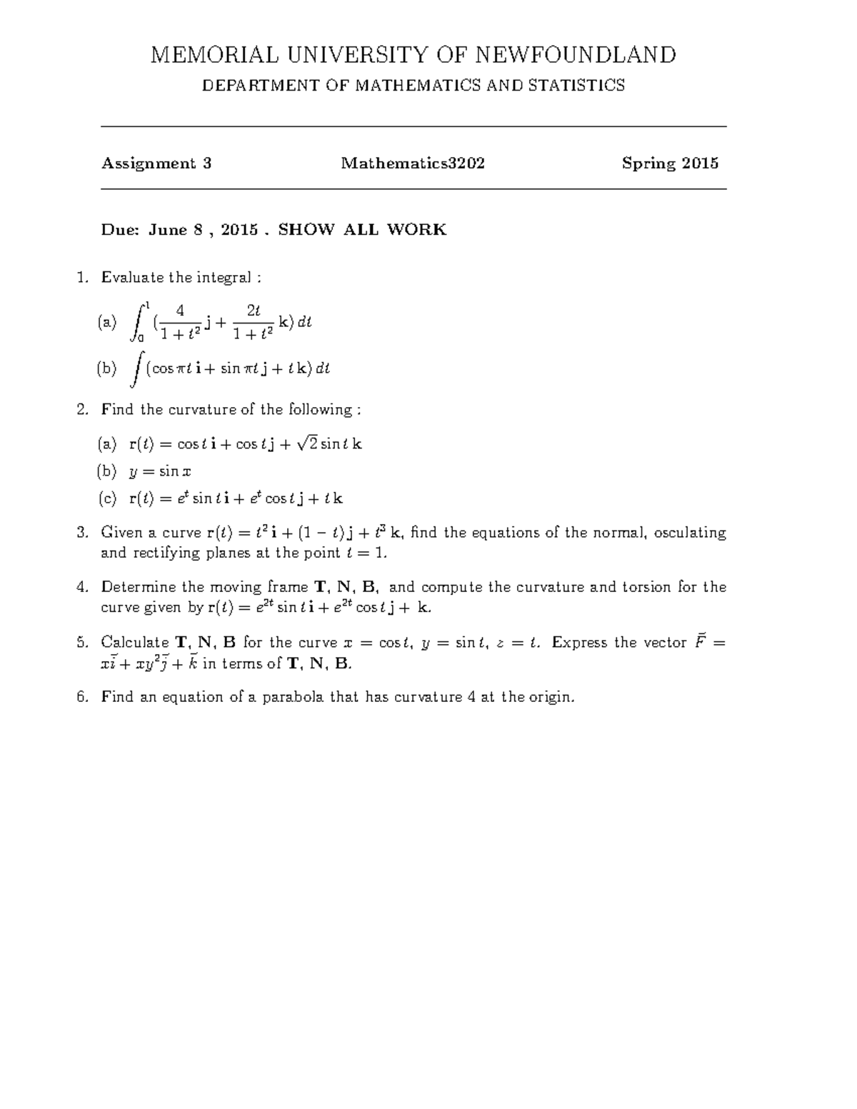 Solomon M3202 S14 assn3 - MEMORIAL UNIVERSITY OF NEWFOUNDLAND ...