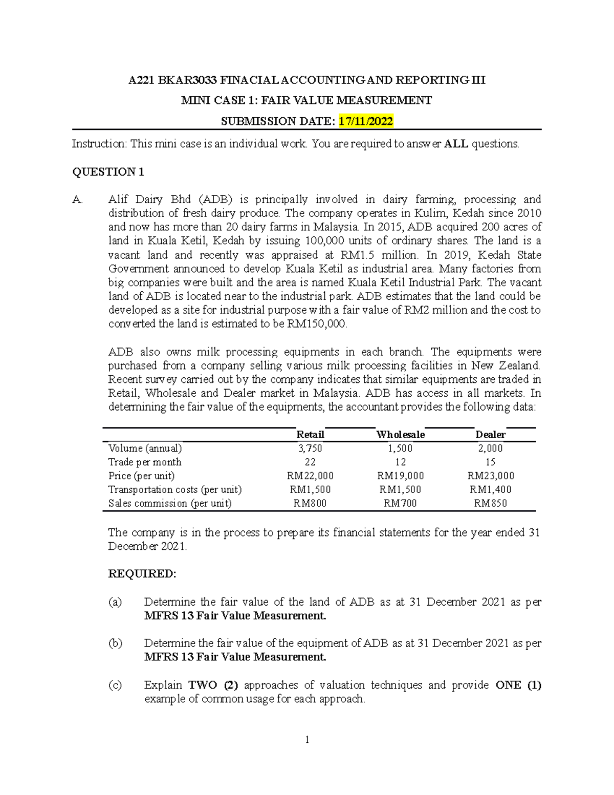 MC1 FV measurement student use - A221 BKAR3033 FINACIAL ACCOUNTING AND ...