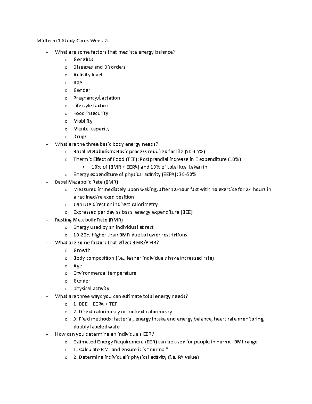 Midterm 1 Study Cards Week 2 - Midterm 1 Study Cards Week 2: What are ...