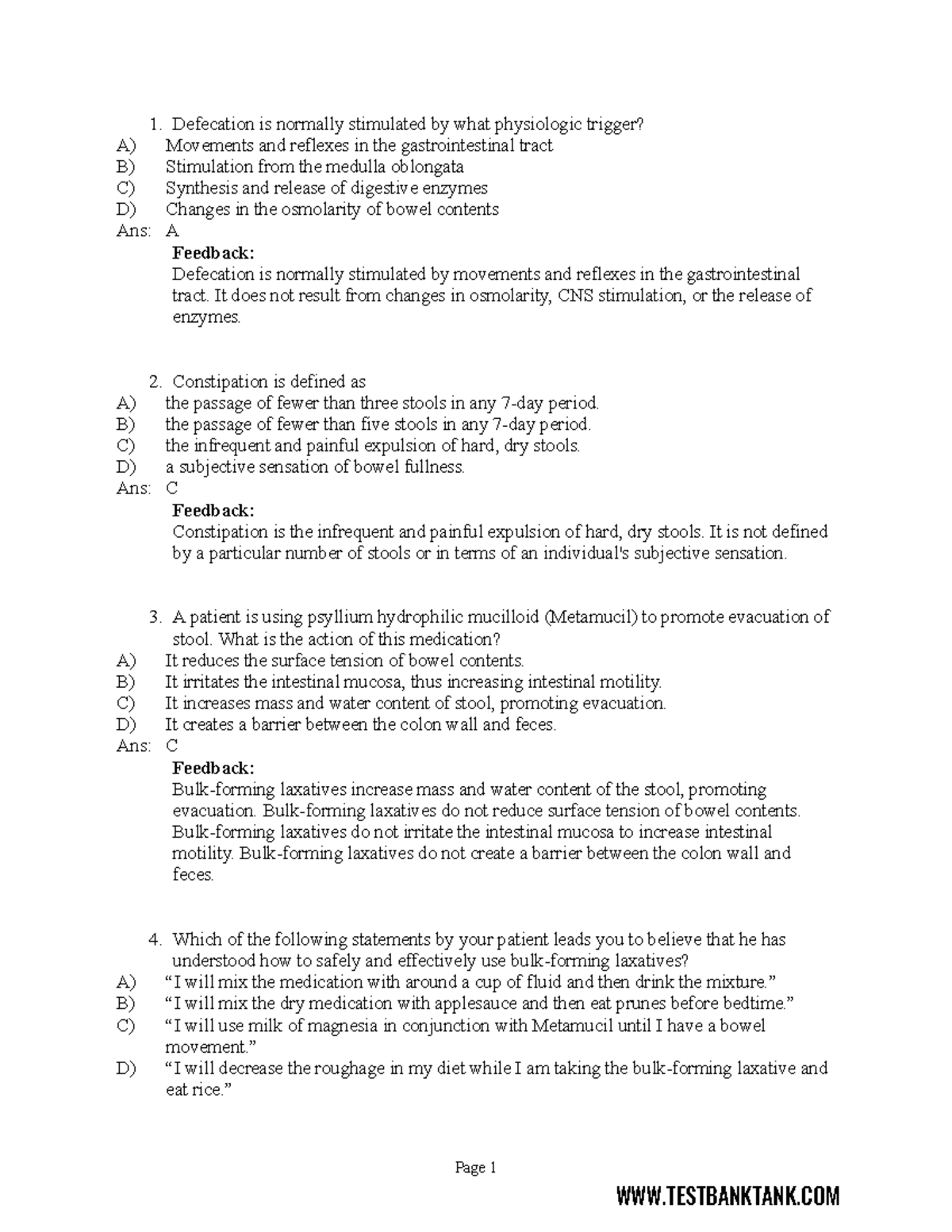 Chapter 39- Drug Therapy for Constipation and Elimination Problems-Test ...