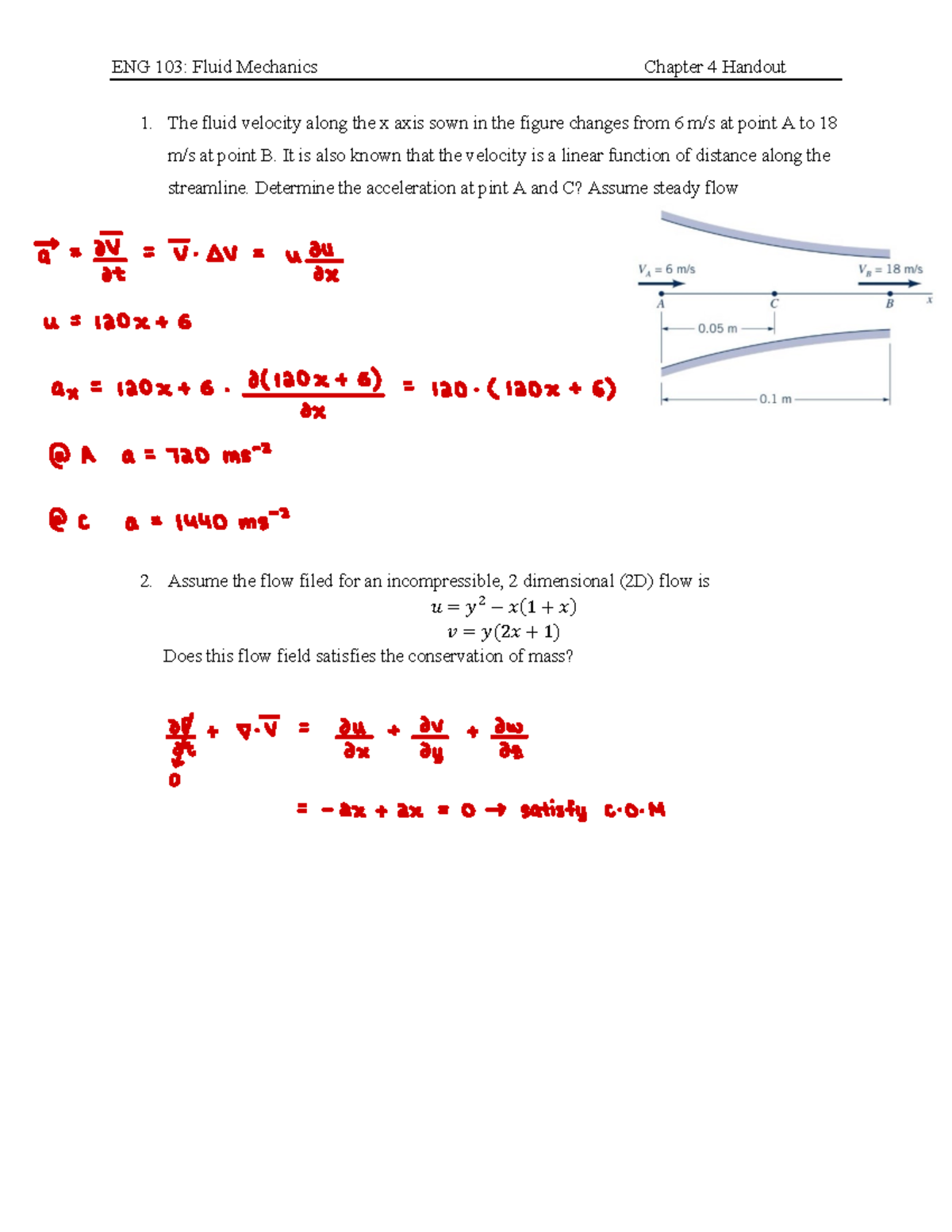 Handout Chapter 4 Part 1 - ENG 103: Fluid Mechanics Chapter 4 Handout ...