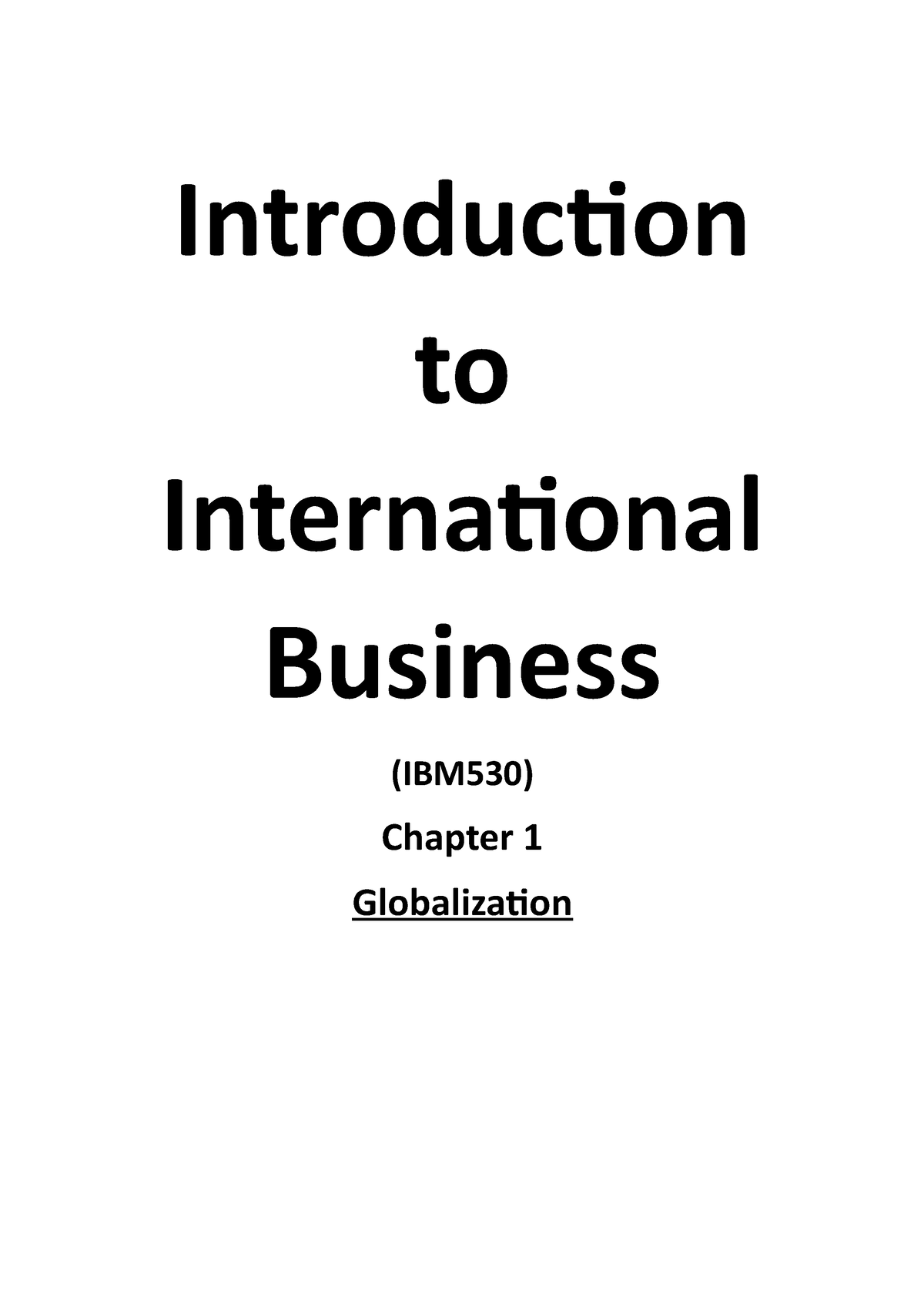 Printed Chapter 1 Globalization - Introduction To International ...