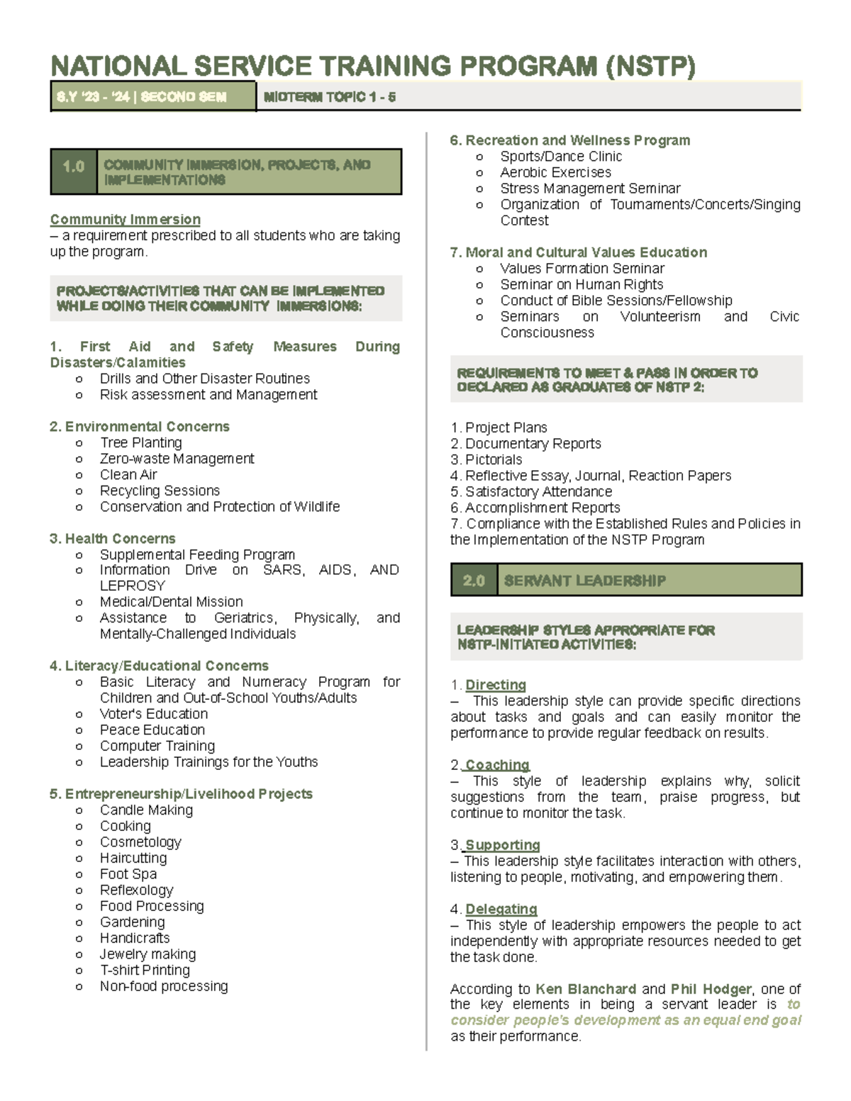 WHO SHALL TAKE THE NATIONAL SERVICE TRAINING PROGRAM SUBJECT visual data 5