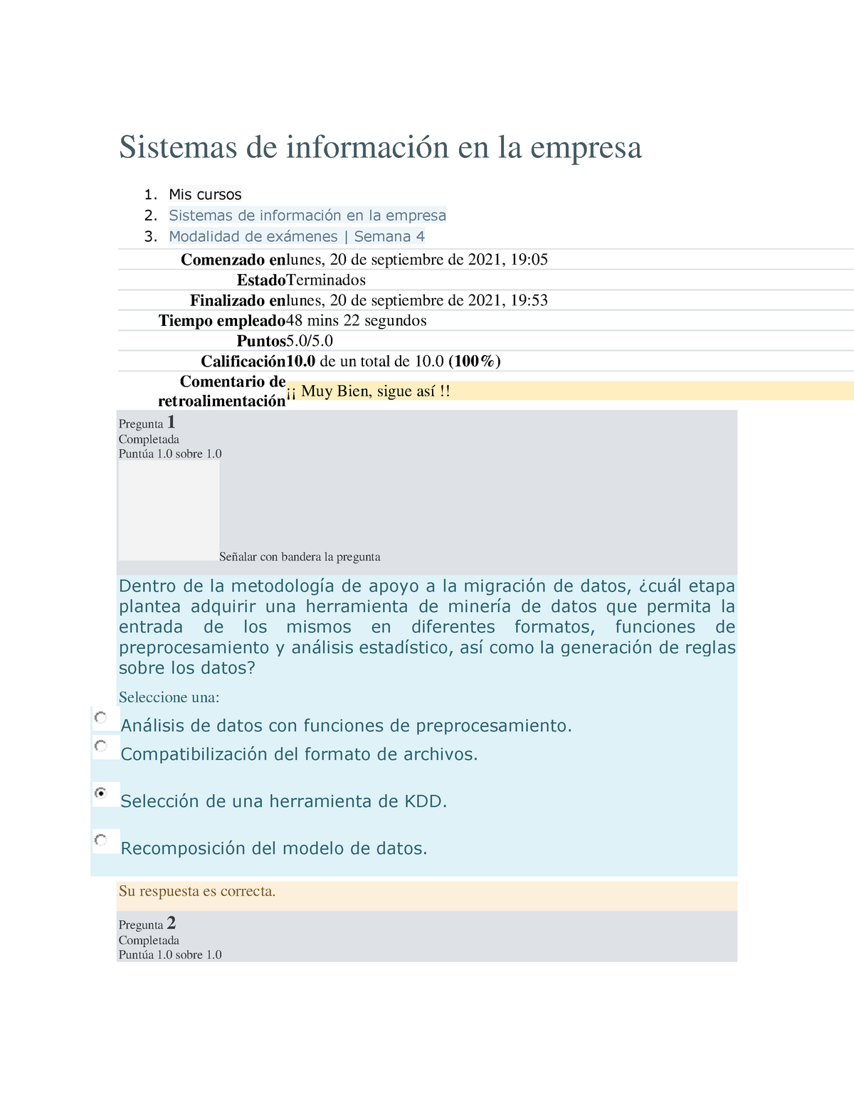 Examen Sistemas De Información En La Empresa Semana 4 Sistemas De Información En La Empresa 1421