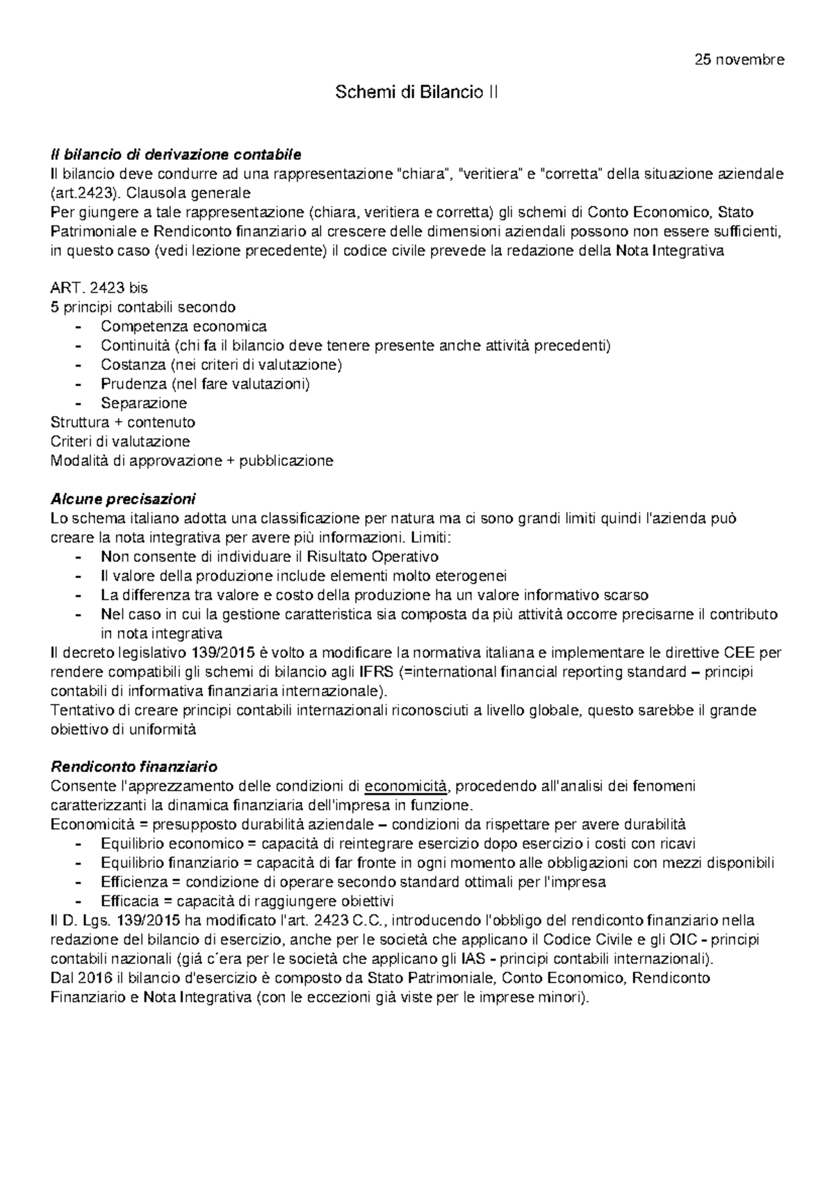 L.20 Schemi Di Bilancio II - 25 Novembre Schemi Di Bilancio II Il ...