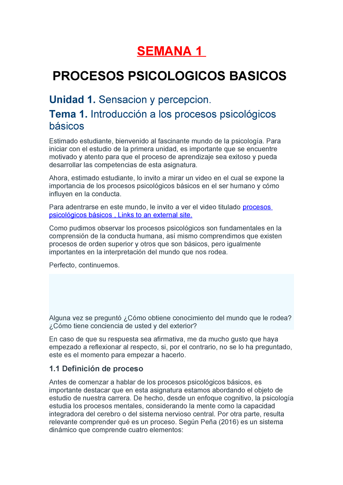 Semana 1- Procesos Psicologicos Basicos - SEMANA 1 PROCESOS ...