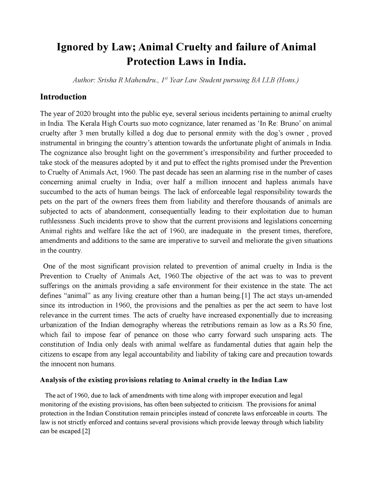 animal cruelty in india research paper