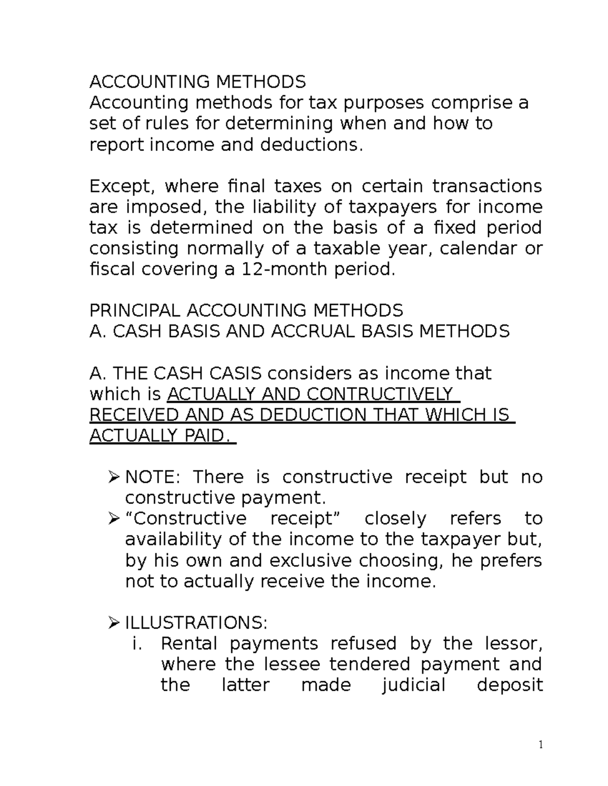 Accounting Methods updated ACCOUNTING METHODS Accounting methods for