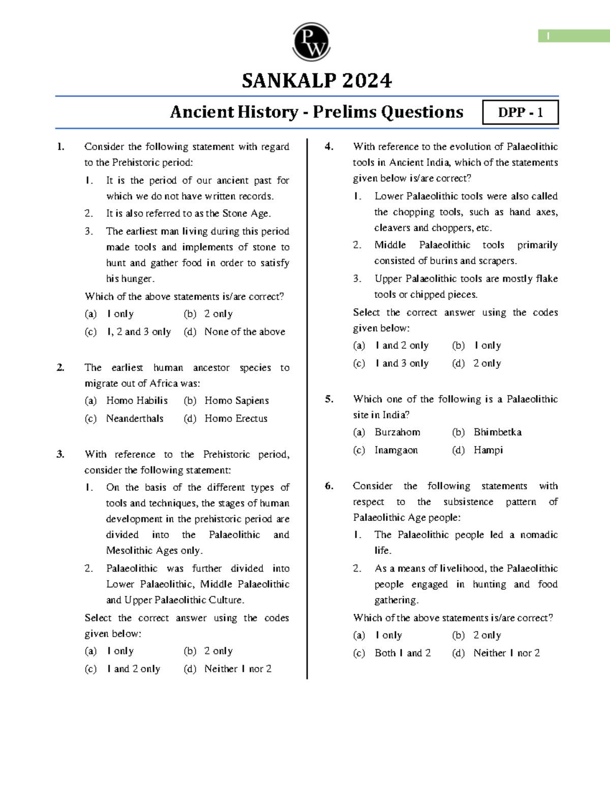 Ancient History Dpp 01 Sankalp Upsc 2024 Dpp 1 Sankalp 2024 Ancient History Prelims Ancient History Dpp 01 Sankalp Upsc 2024 Dpp 1 Sankalp 2024 Ancient History Prelims