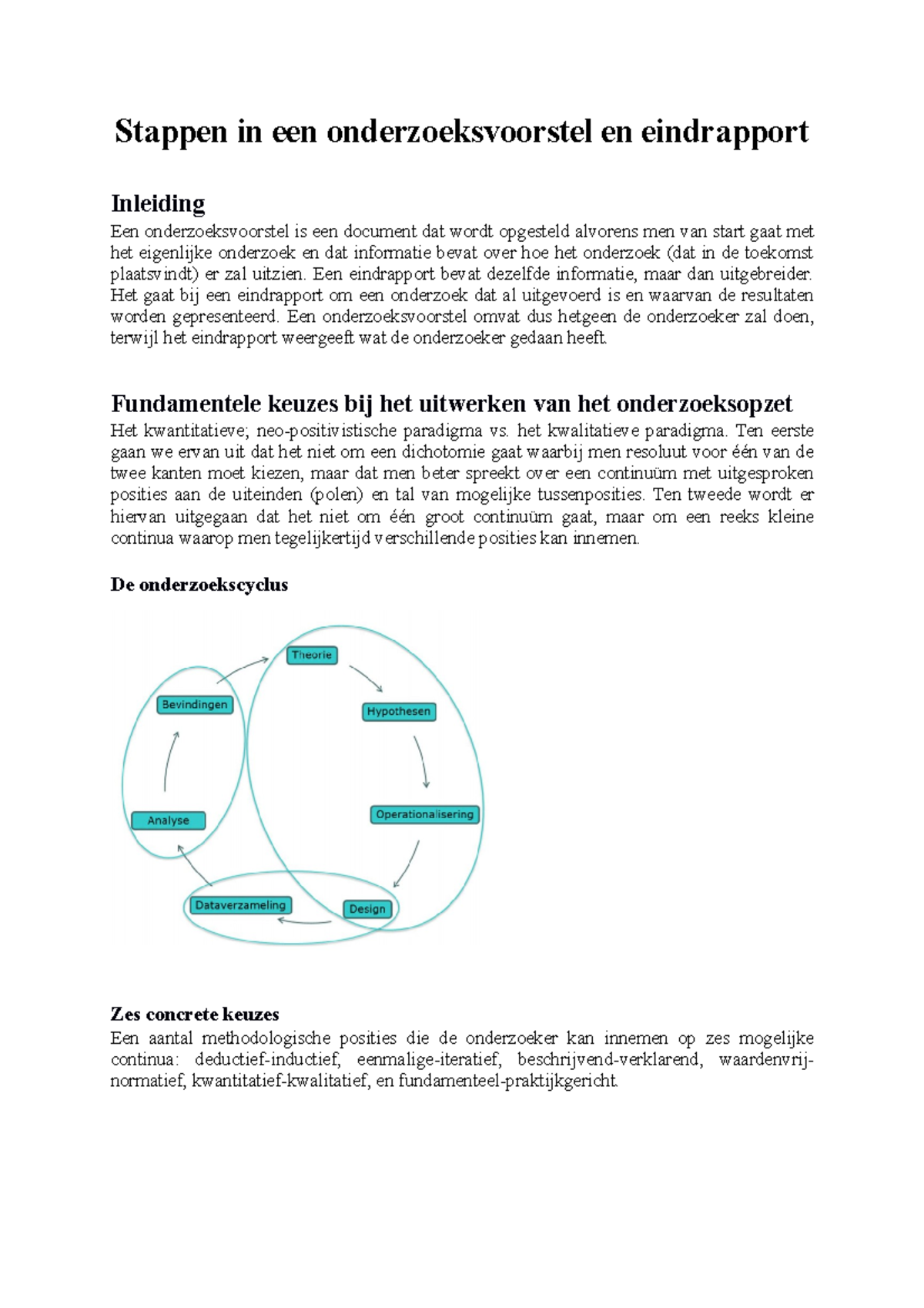 Samenvatting 'Stappen In Een Onderzoeksvoorstel En Eindrapport ...