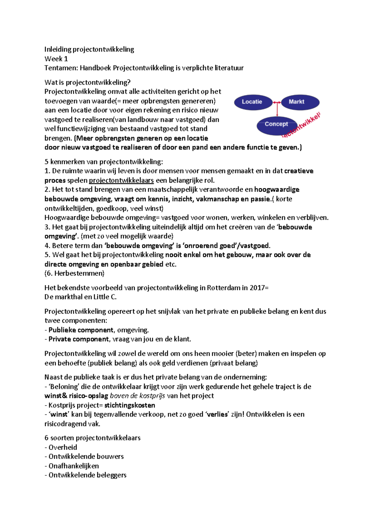 Samenvatting projectontwikkeling - Inleiding projectontwikkeling Week 1 ...