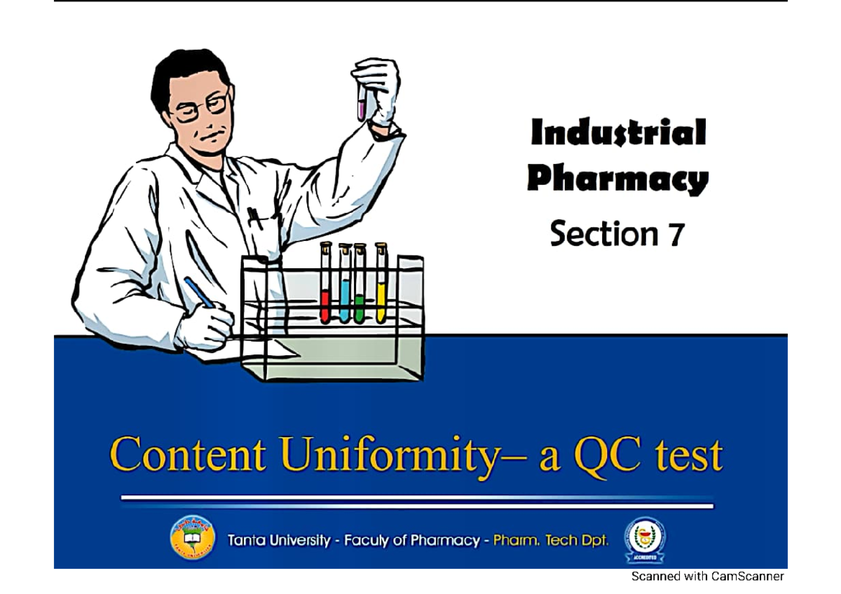 Industerial pharmacy GMP Practical(Content Uniformity( Studocu