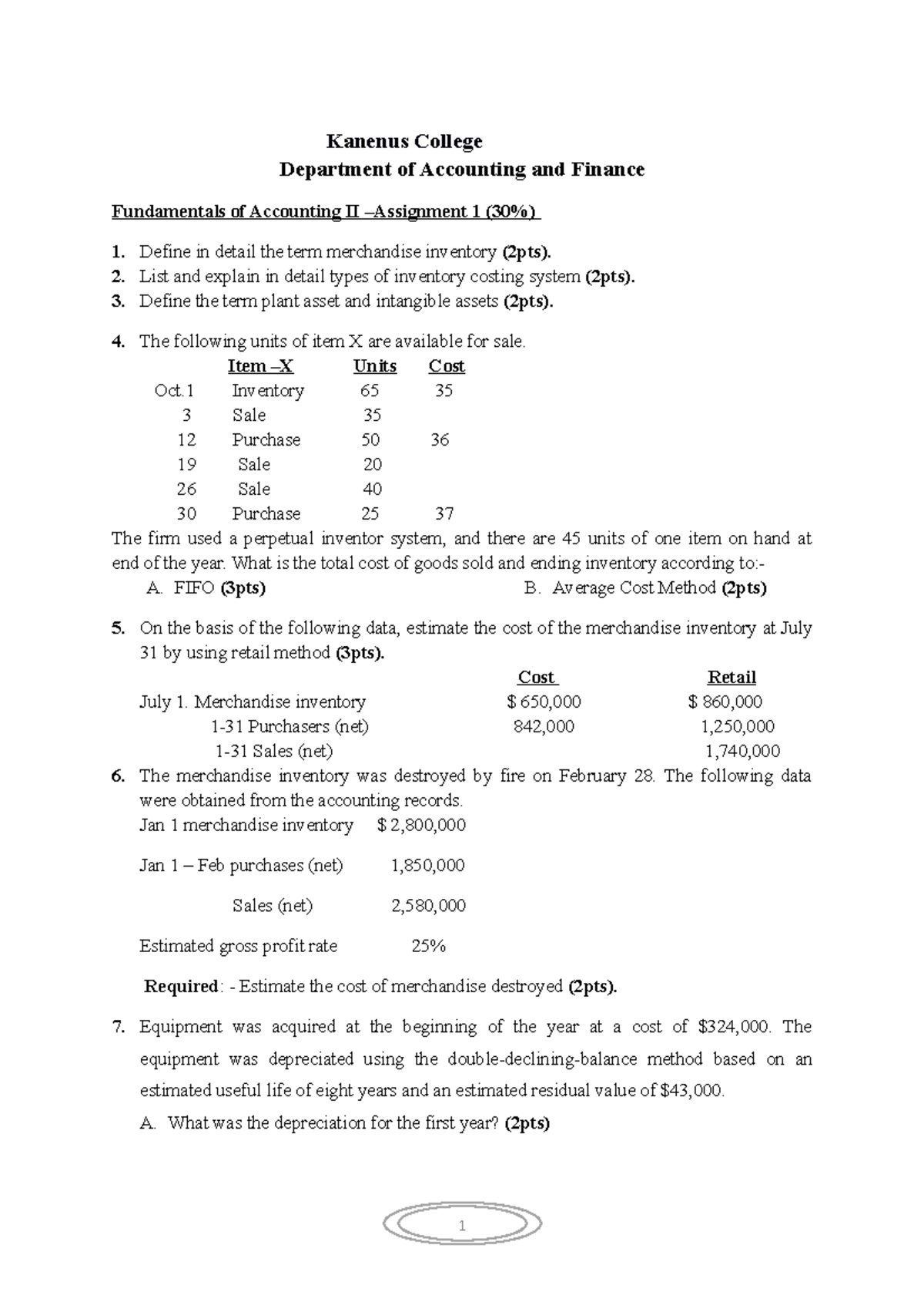 financial accounting ii assignment