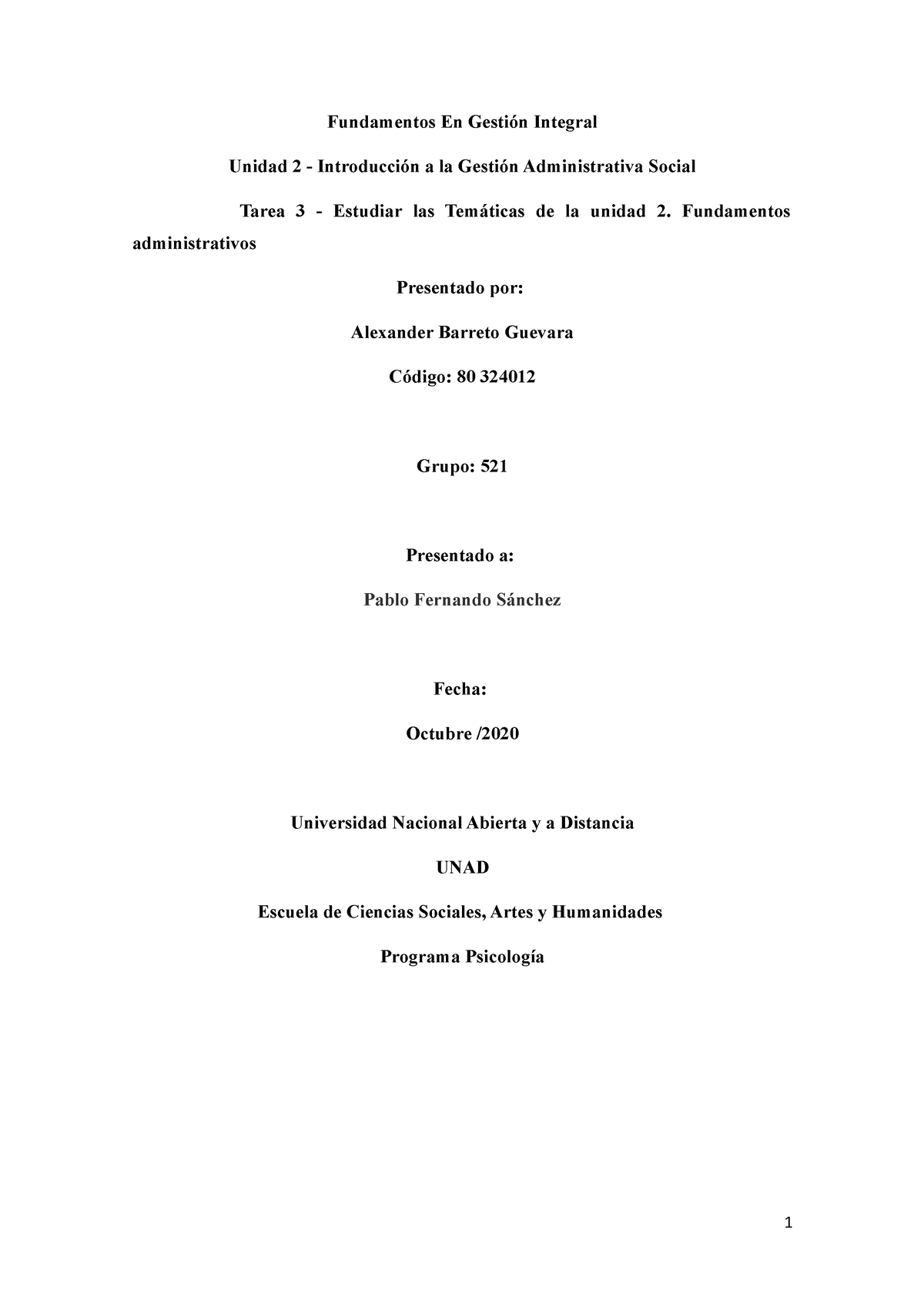 Fundamentos En Gestión Integral Tarea 3 Individual - Fundamentos En ...