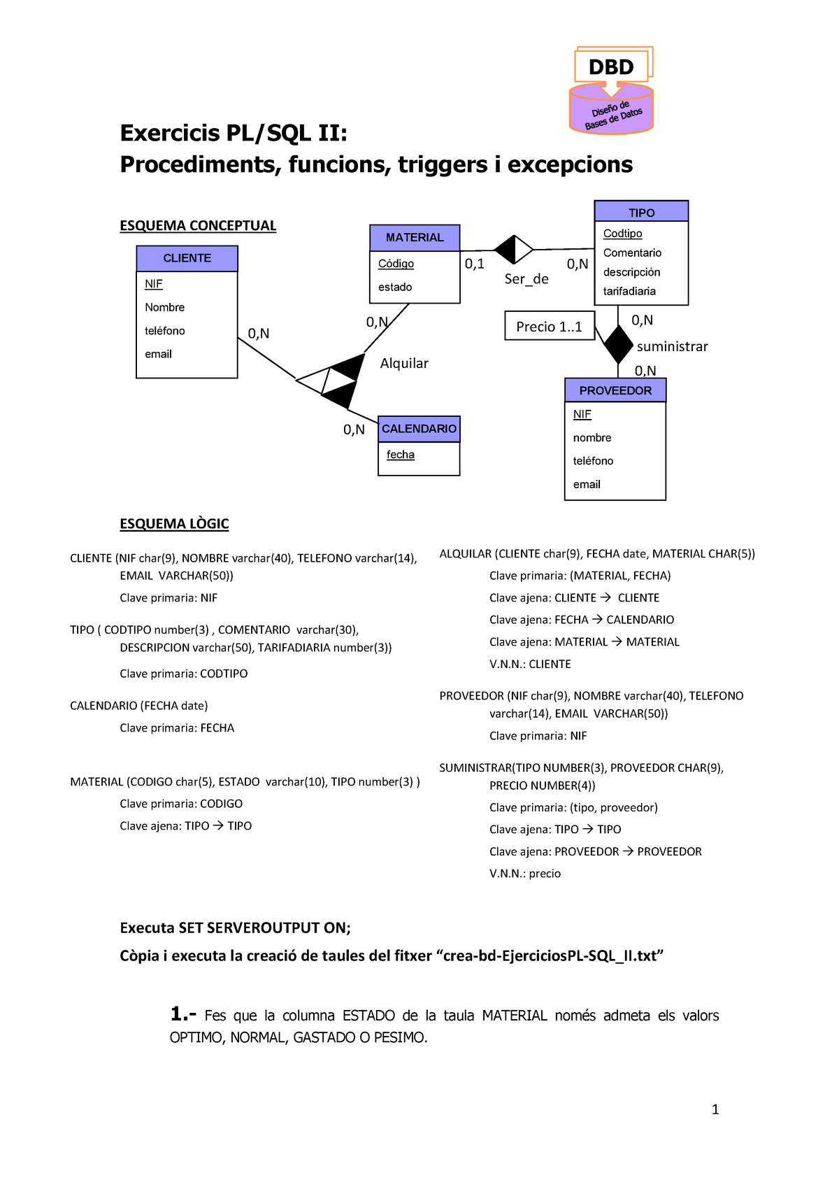 Exercicis PL-SQL II - Ejercicios De La Práctica 8: "PL_SQL" Parte 2 - 1 ...