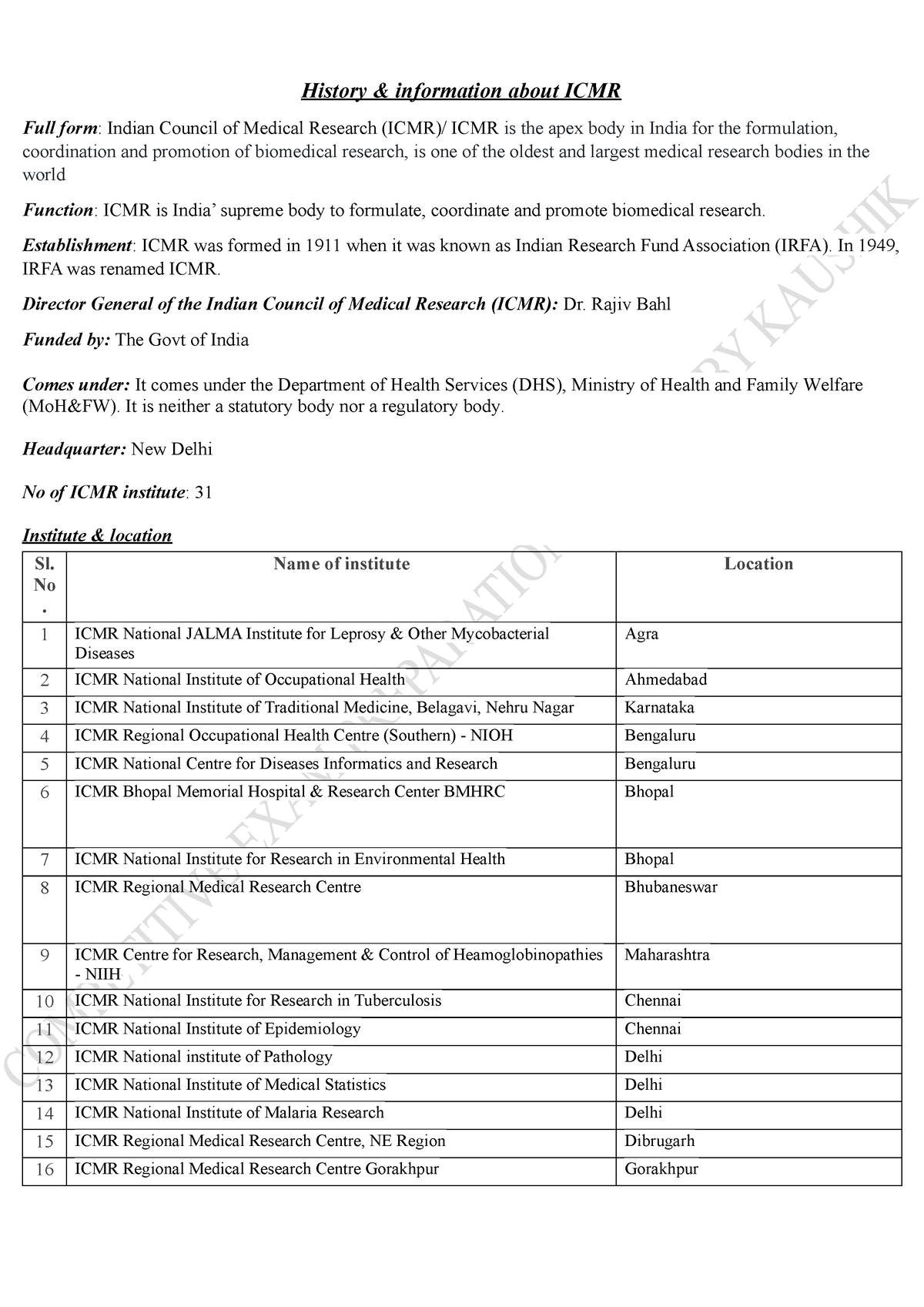 ICMR - wdwdwdw - History & information about ICMR Full form: Indian ...