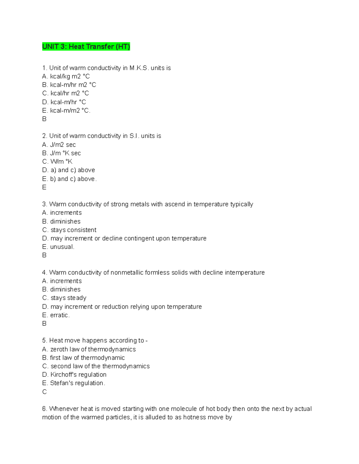 UNIT 3 Heat Transfer (HT) - UNIT 3: Heat Transfer (HT) Unit of warm ...