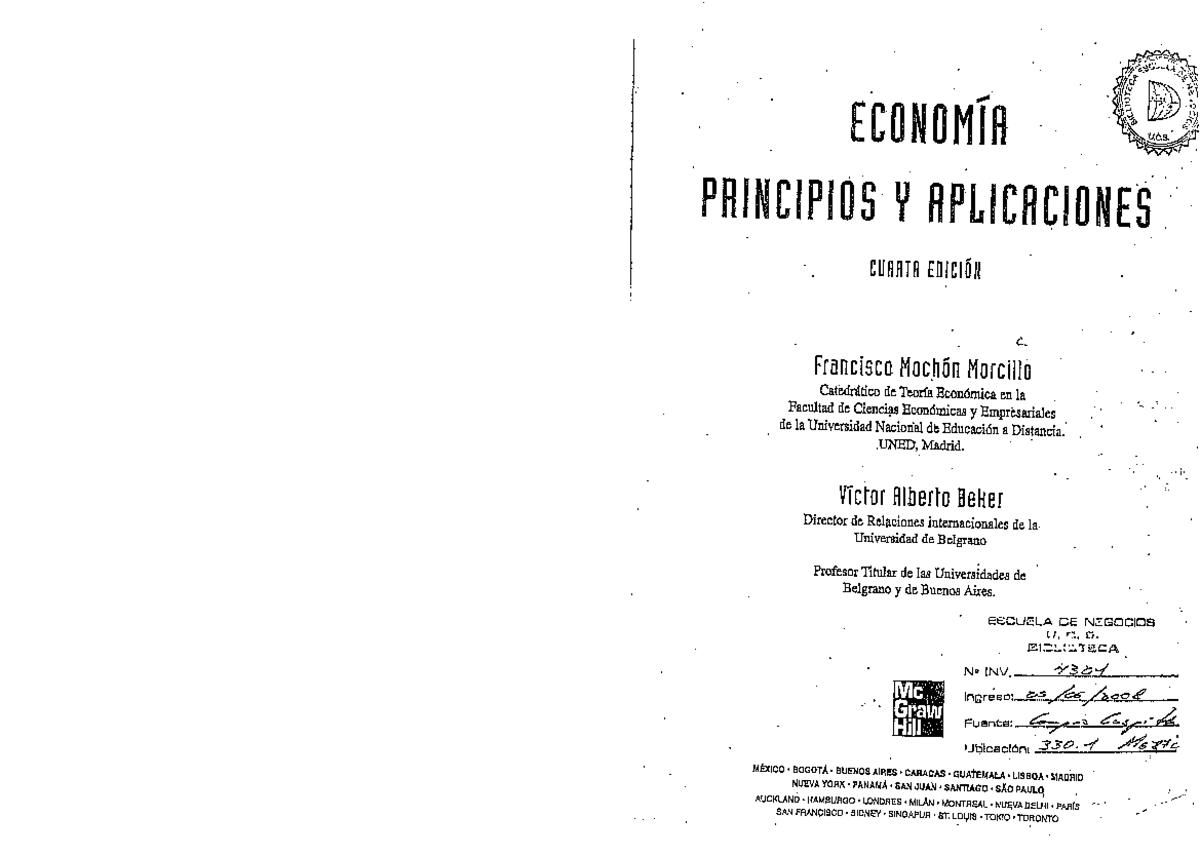 Mochón Beker Capítulo 1 Repaso - ECONOMÍR PRINCIPIOS Y RPLICRCIONES